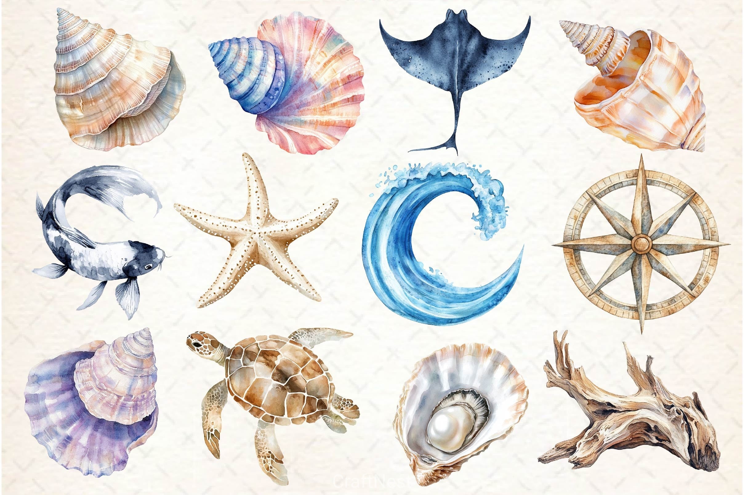 Minimalist Sea Clipart Bundle 4