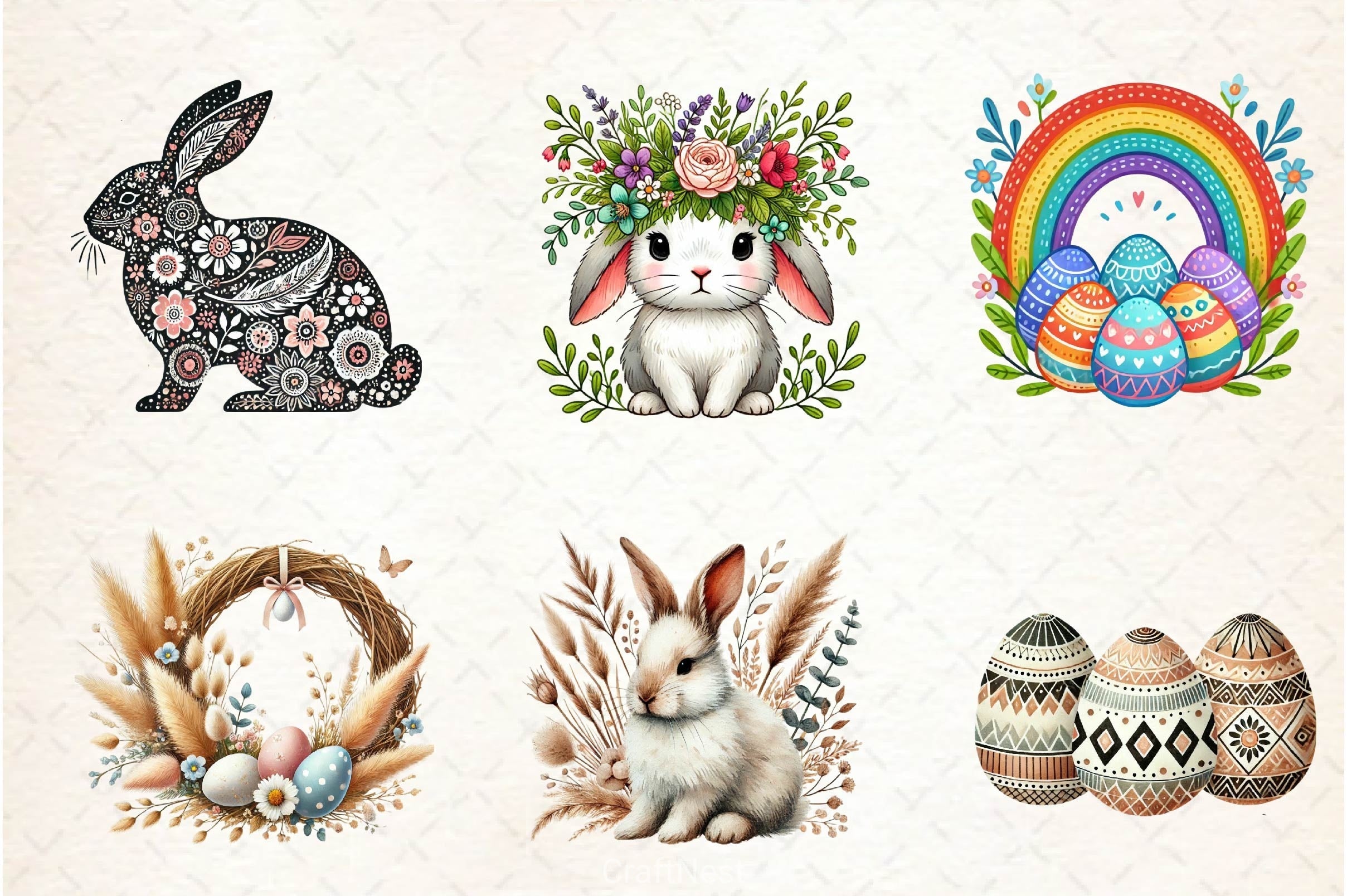 Boho Easter Clipart Bundle 2