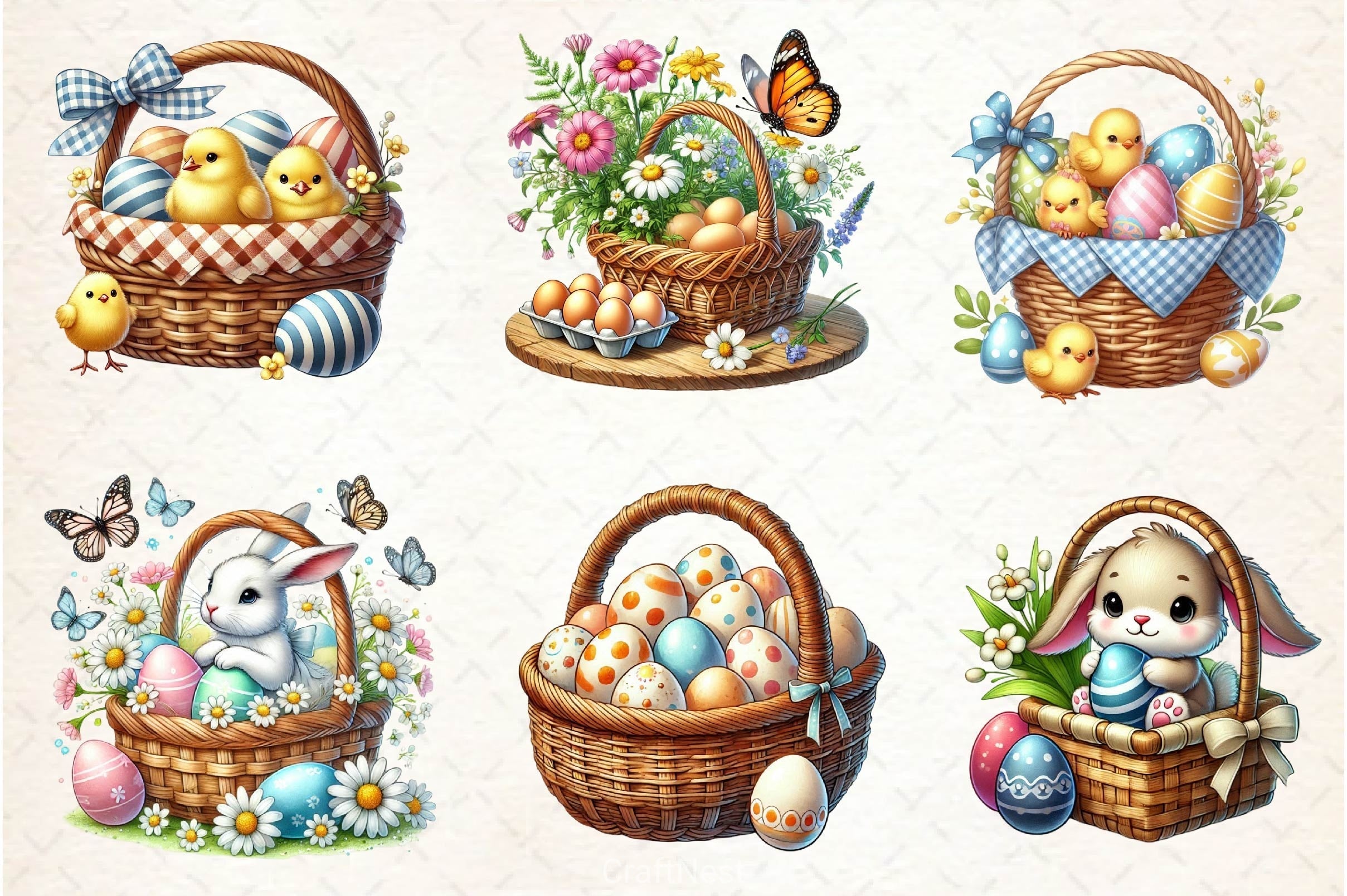 Easter Eggs Basket Clipart Bundle 2