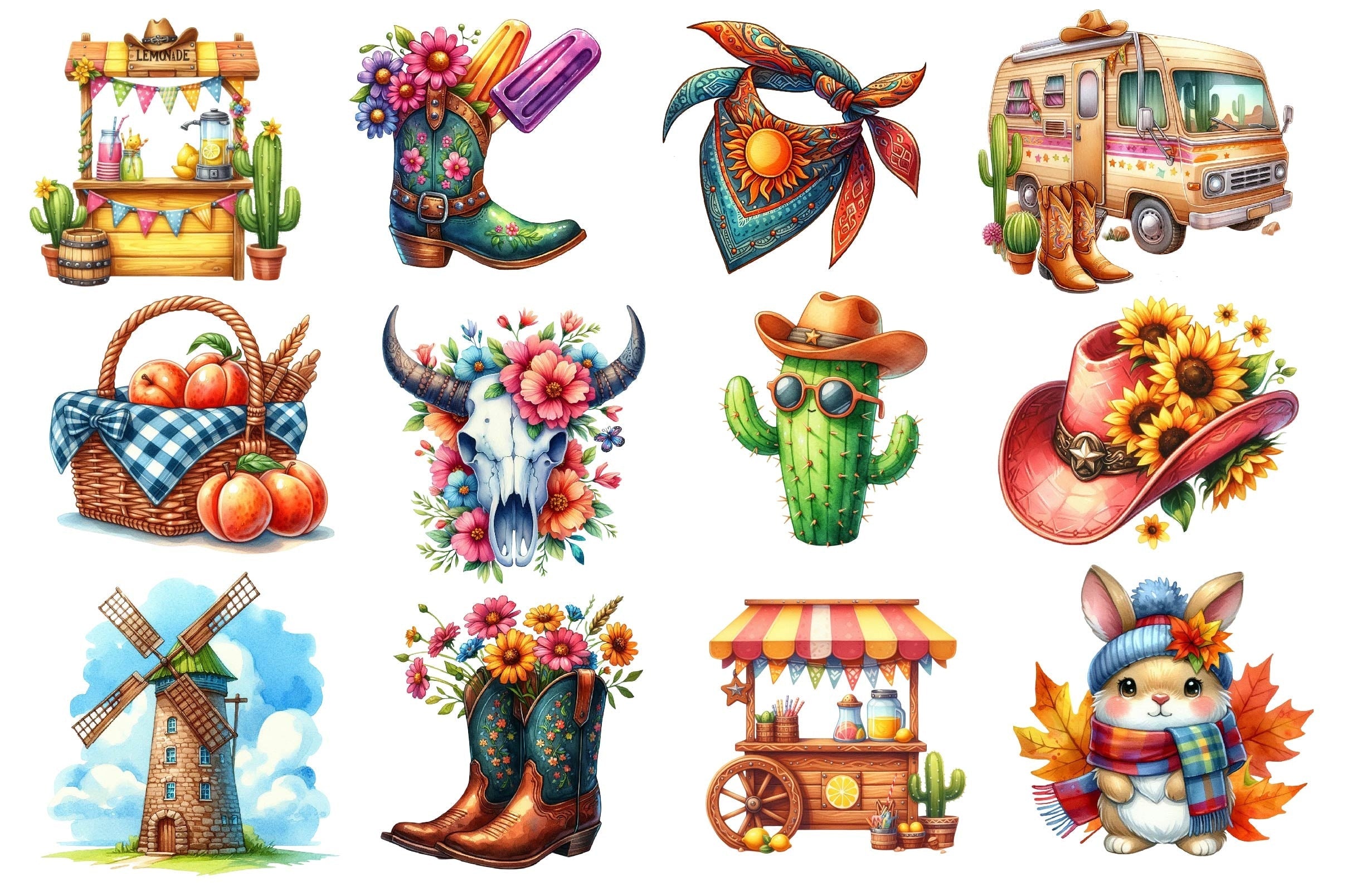 Western Summer Clipart Bundle 3