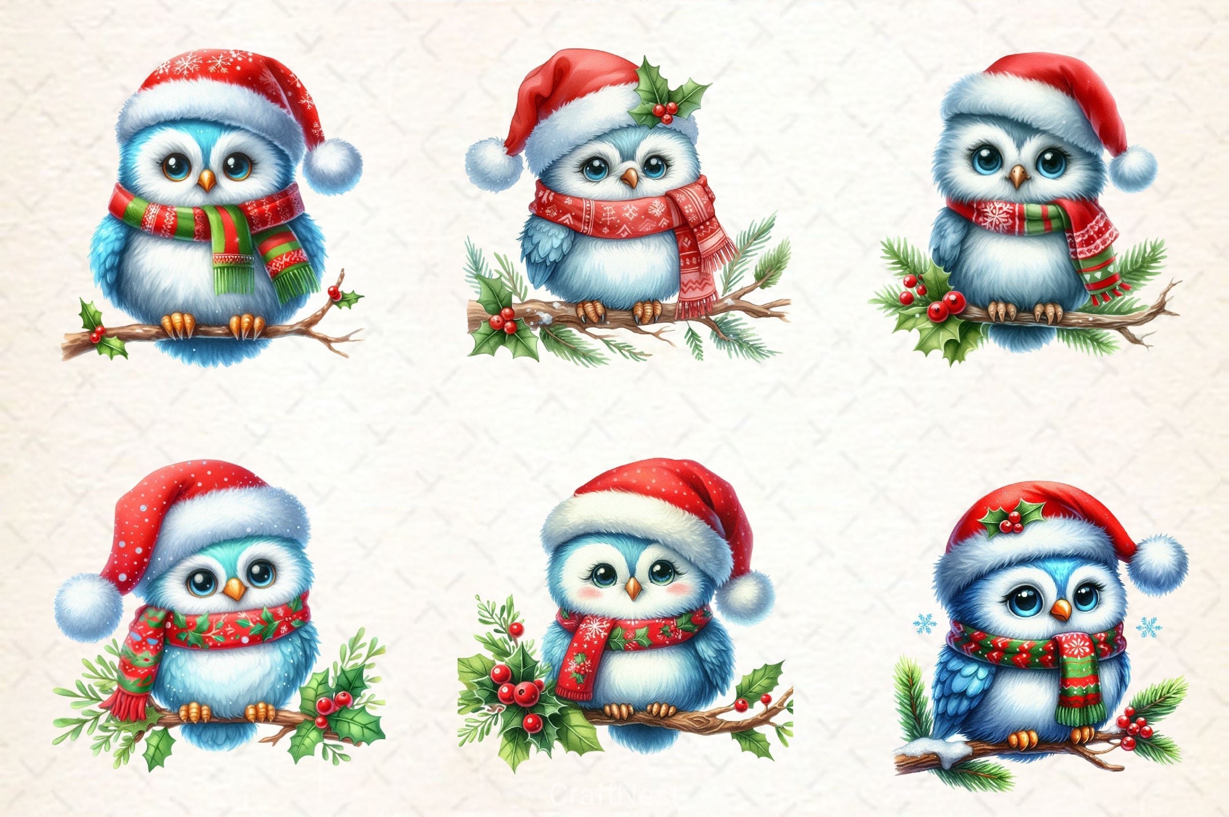 Christmas Owl Clipart Bundle 2