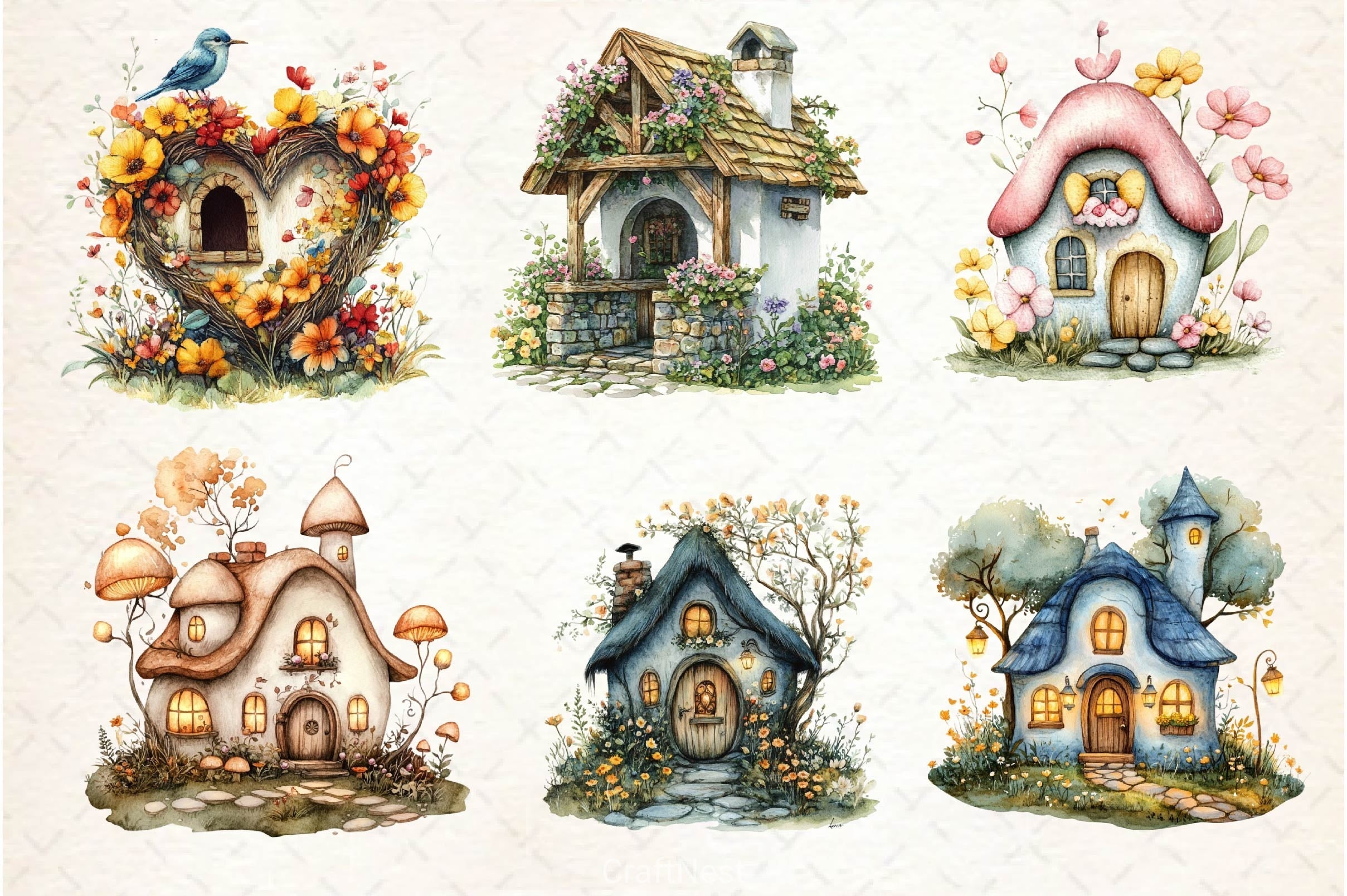 Spring Fairy House Clipart Bundle