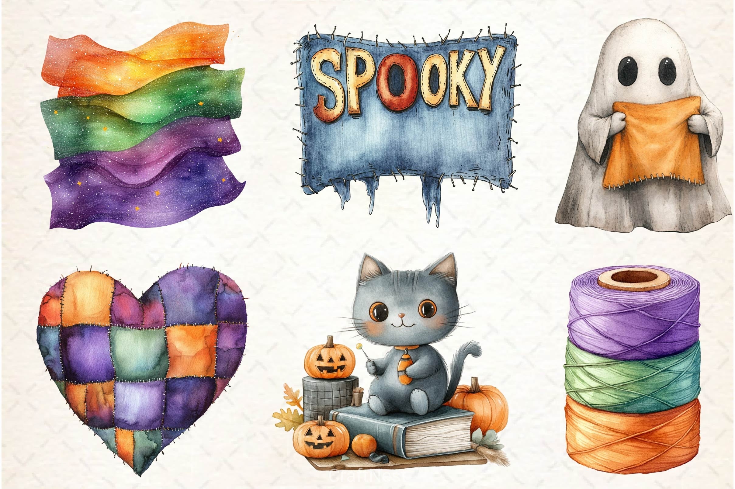 Groovy Halloween Sewing Clipart Bundle