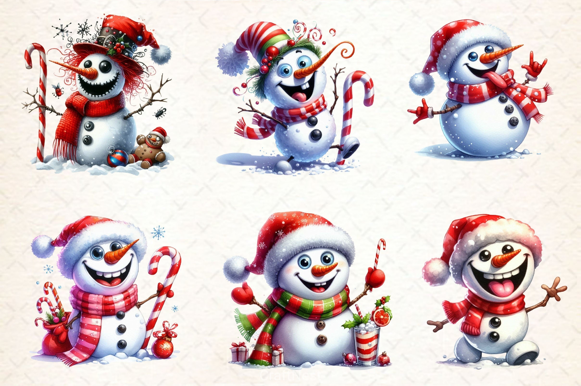 Funny Christmas Snowman Clipart Bundle 3