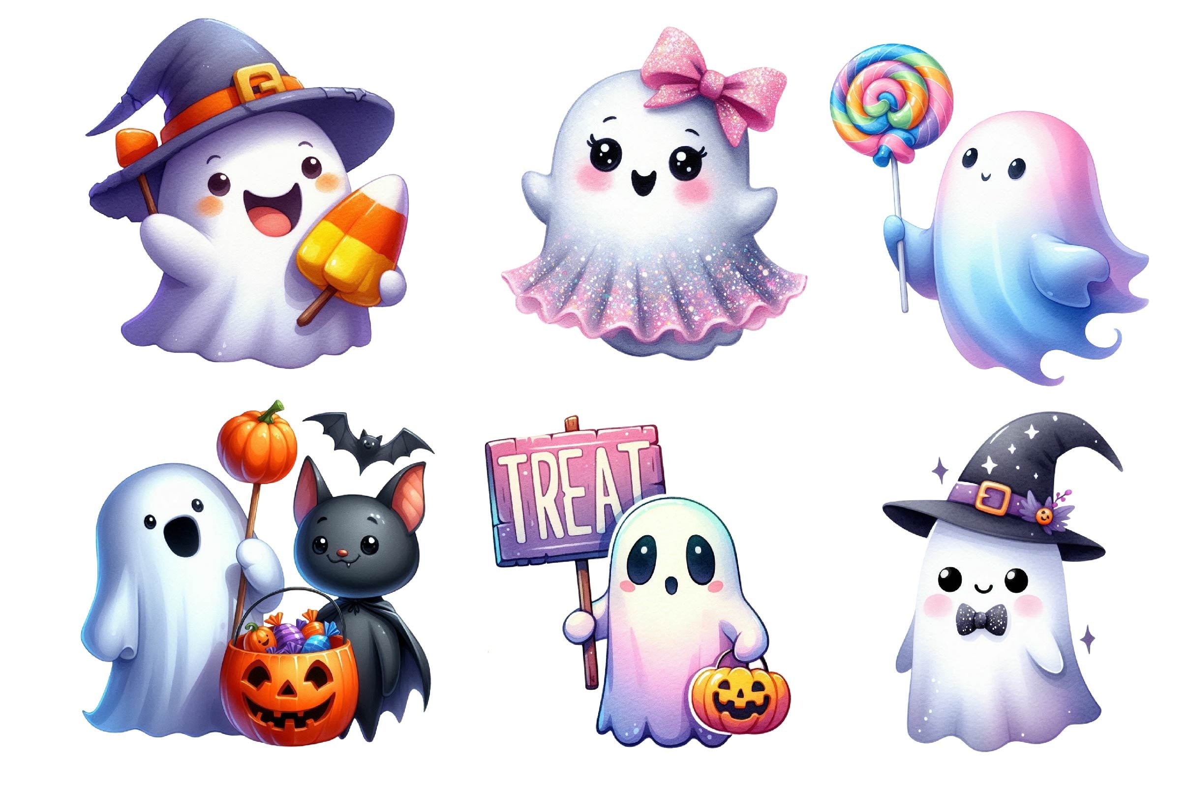 Cute Halloween Ghost Clipart Bundle 20