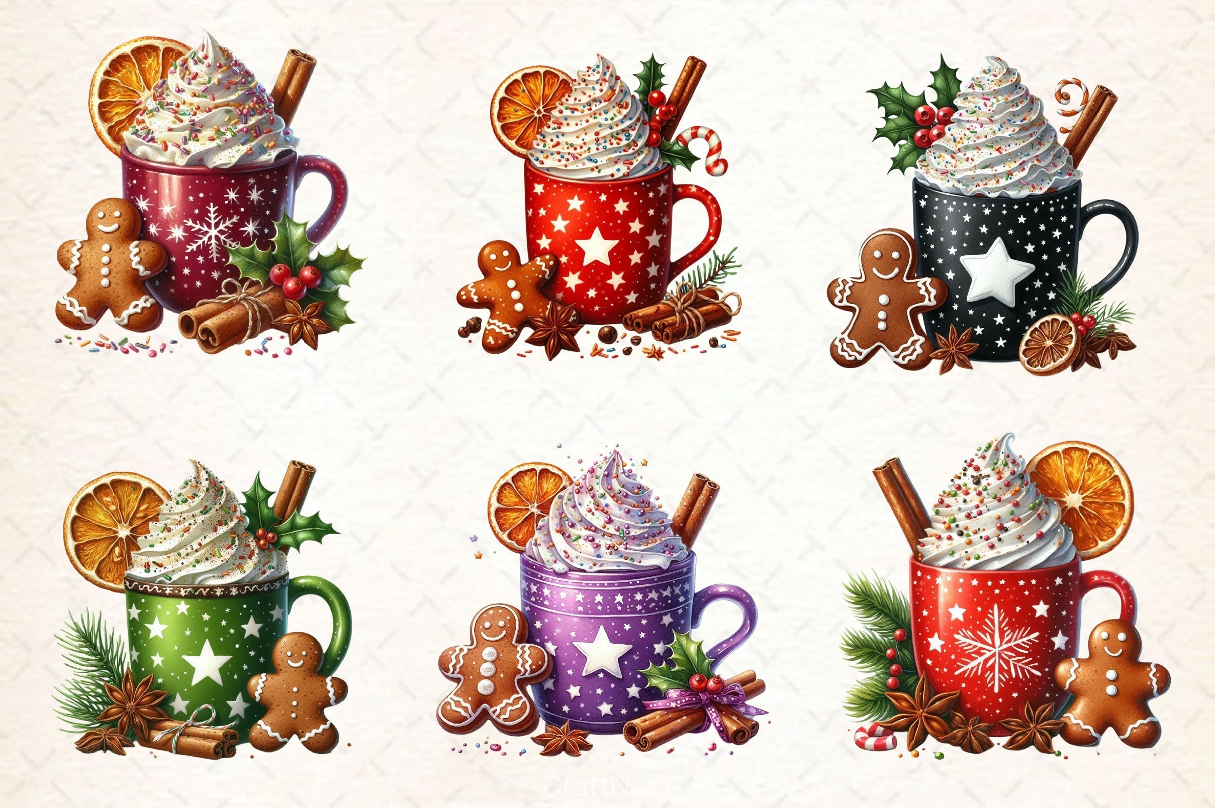Xmas Gingerbread Coffee Clipart Bundle