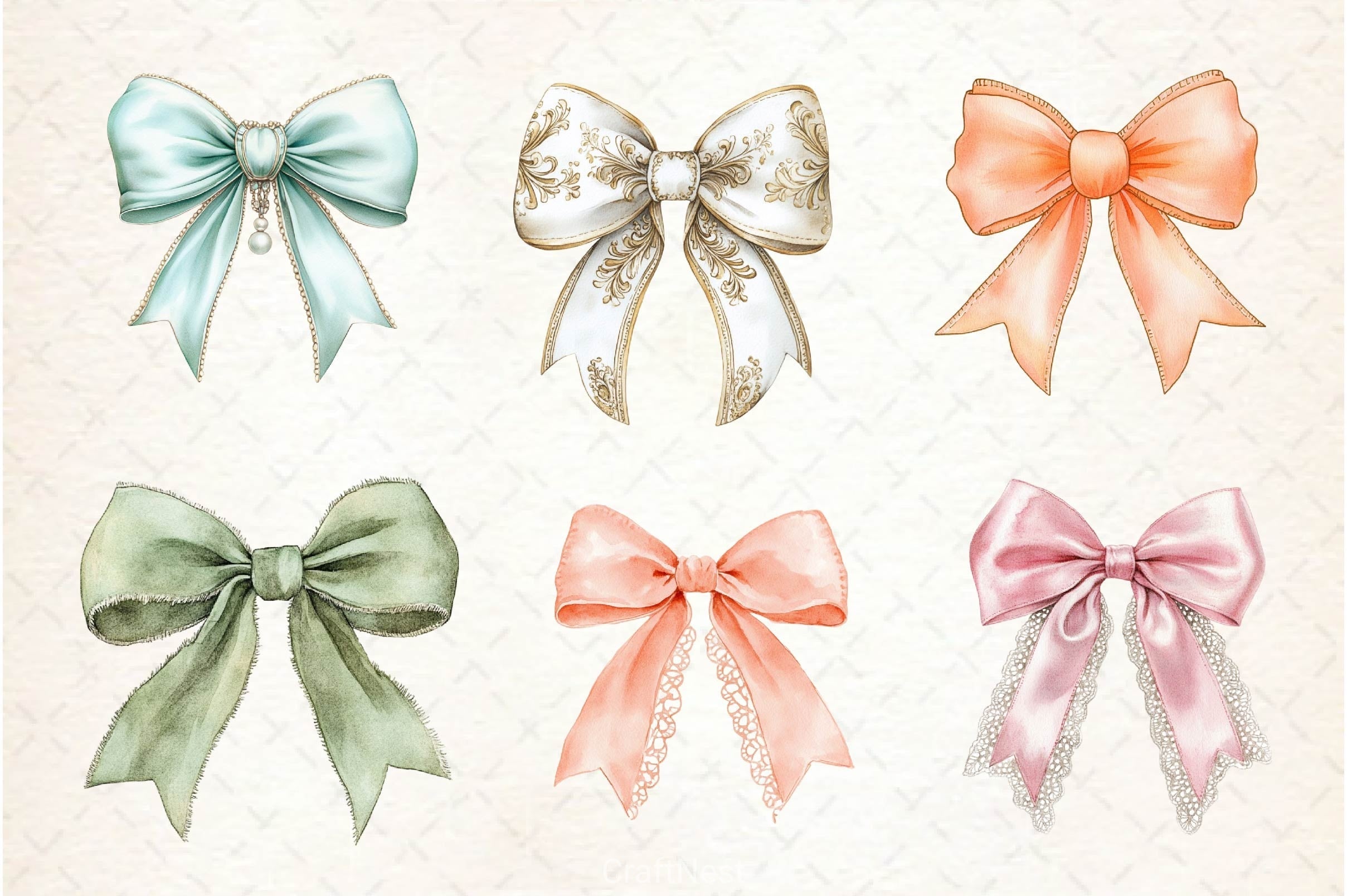 Coquette Bow Spring Clipart Bundle