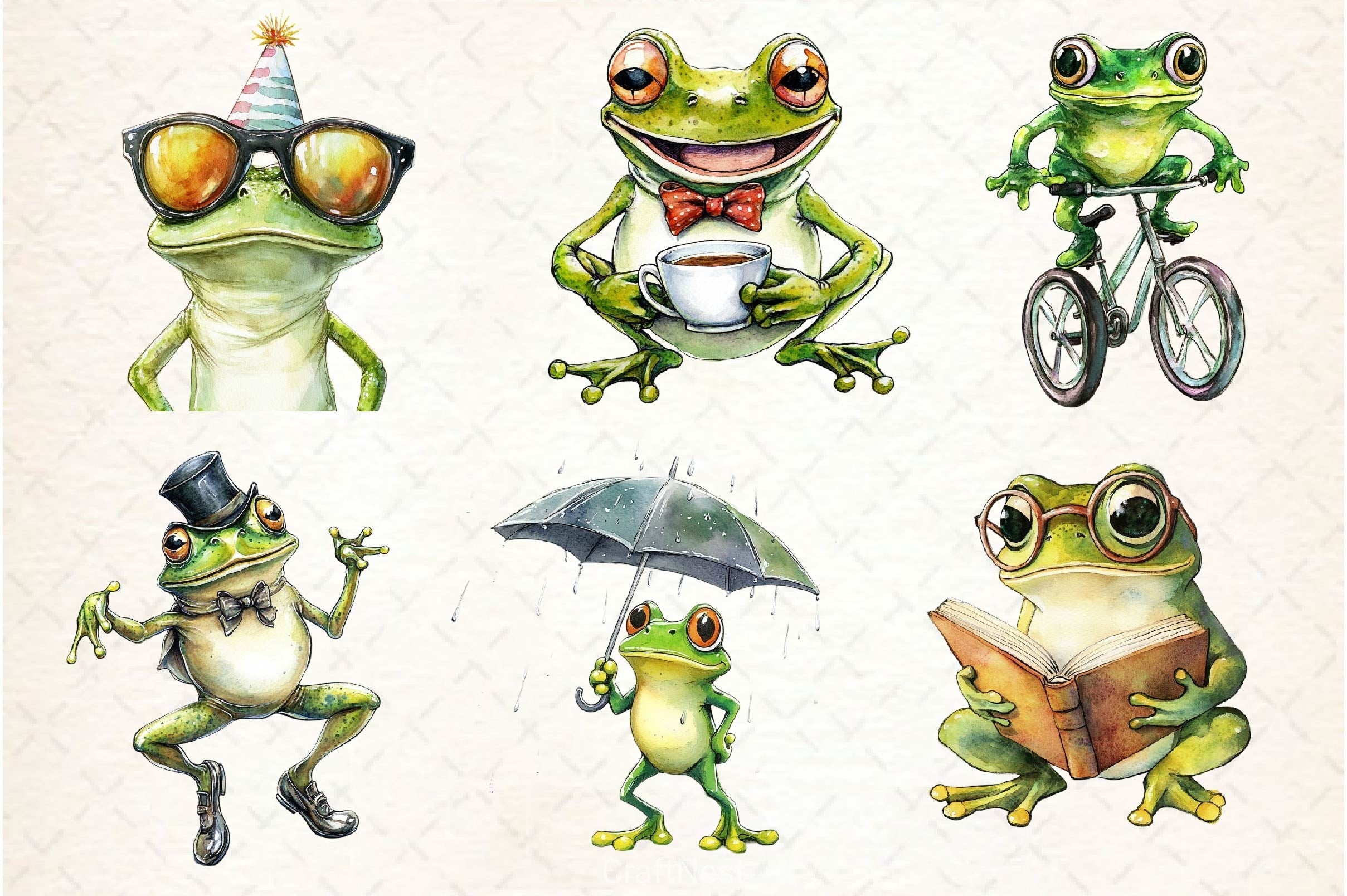 Funny Frog Clipart Bundle 2