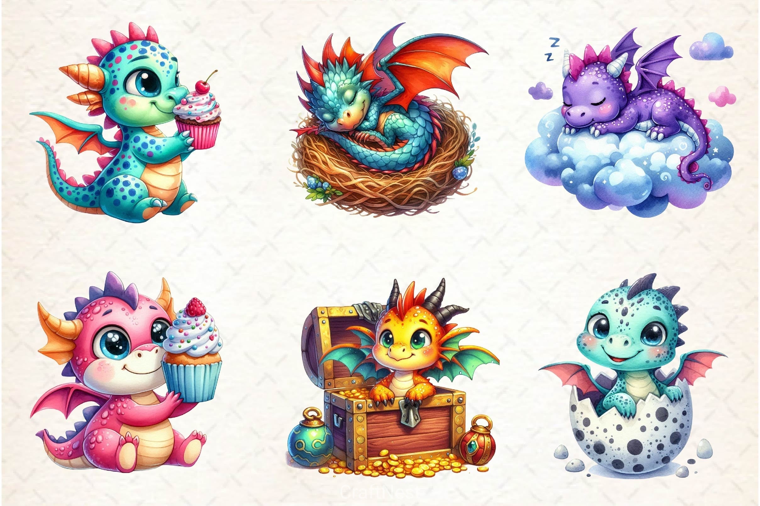 Baby Dragon Clipart Bundle 3