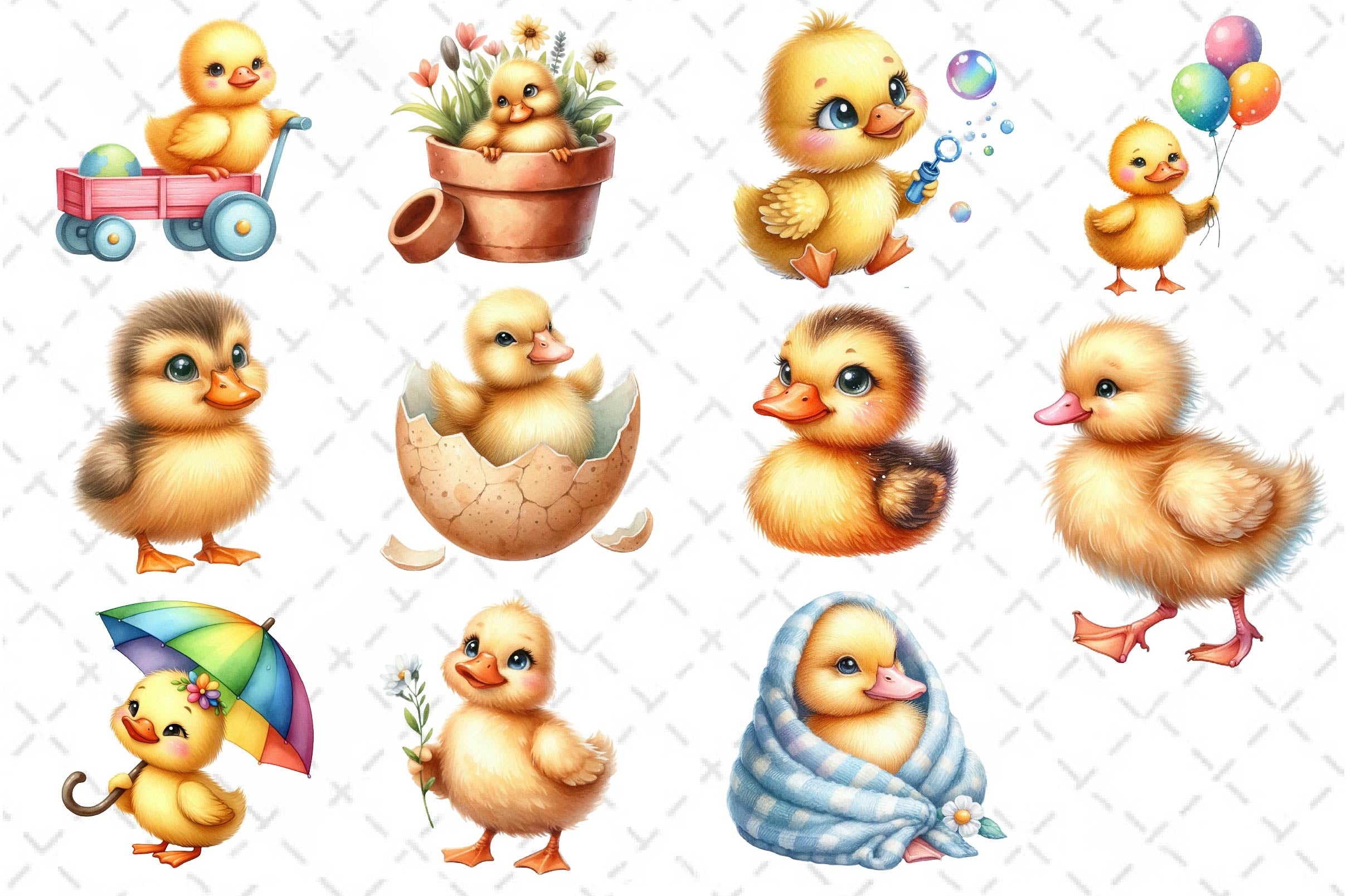 Cute Little Ducks Clipart Bundle