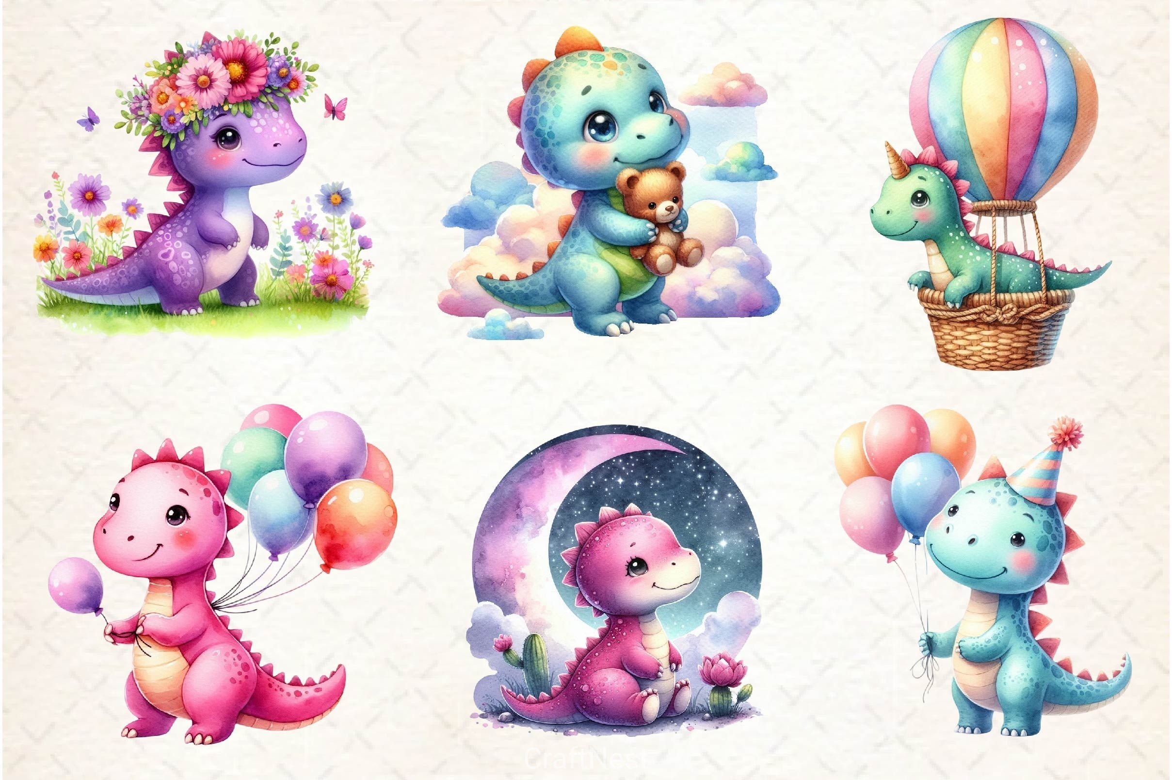Cute Dinosaur Clipart Bundle 3