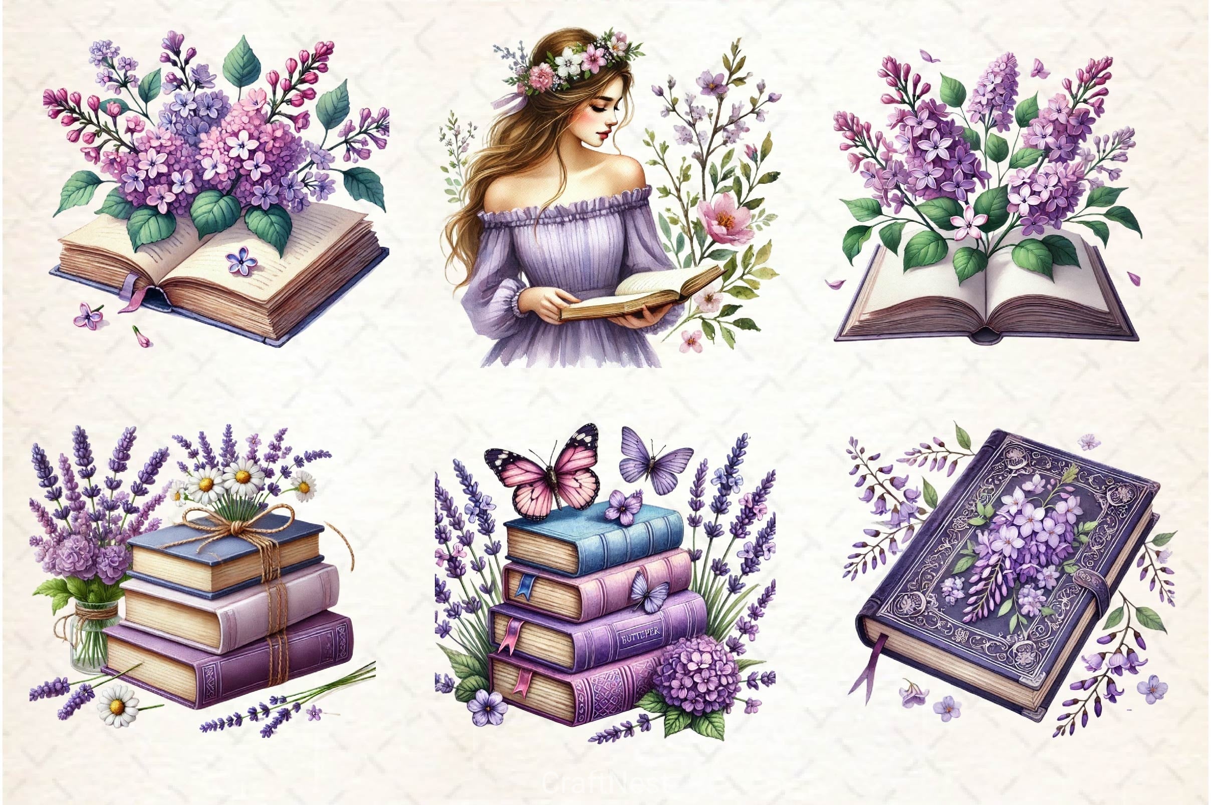 Spring Books Clipart Bundle 2