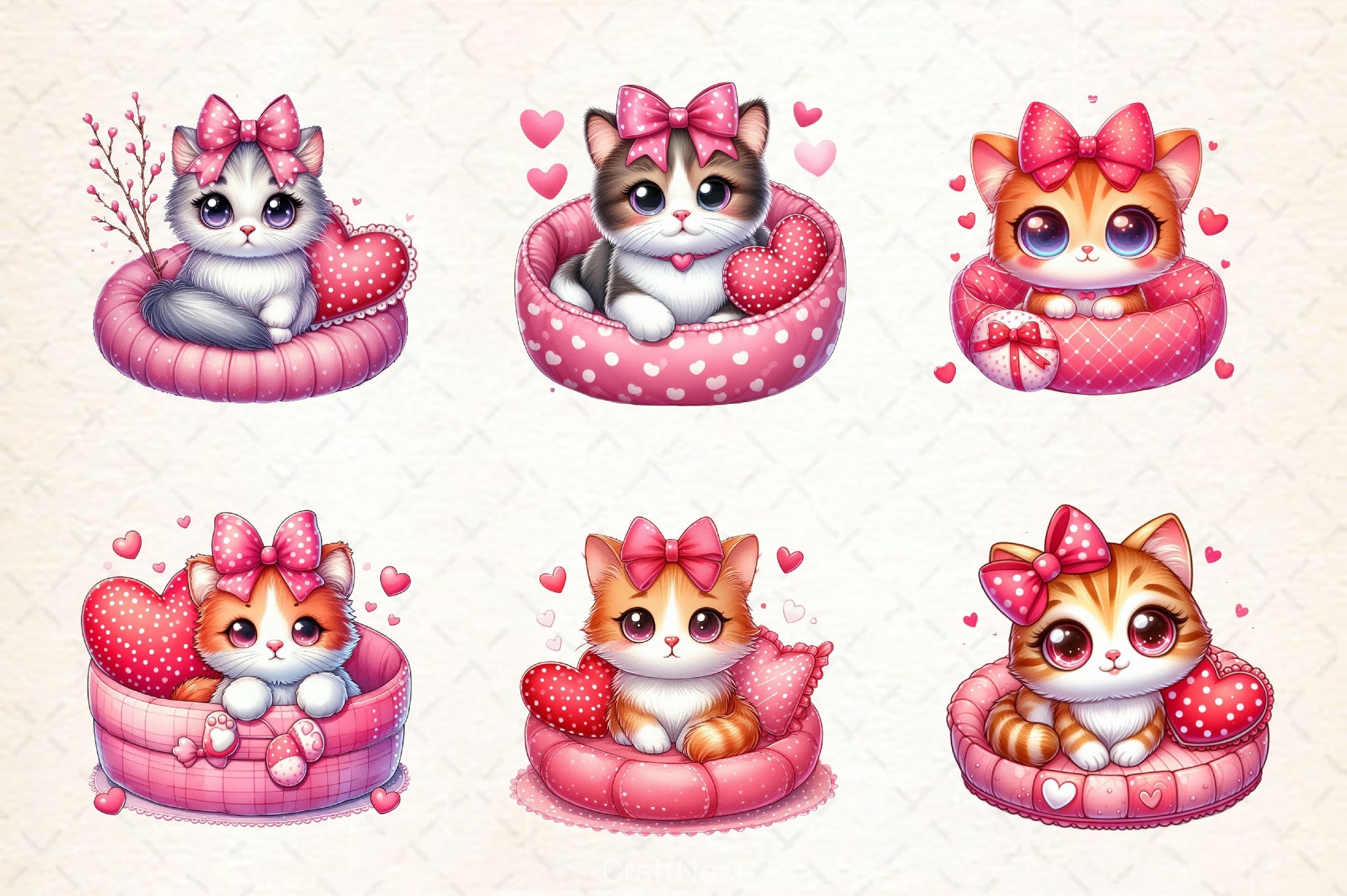 Funny Cat Valentine's Day Clipart Bundle
