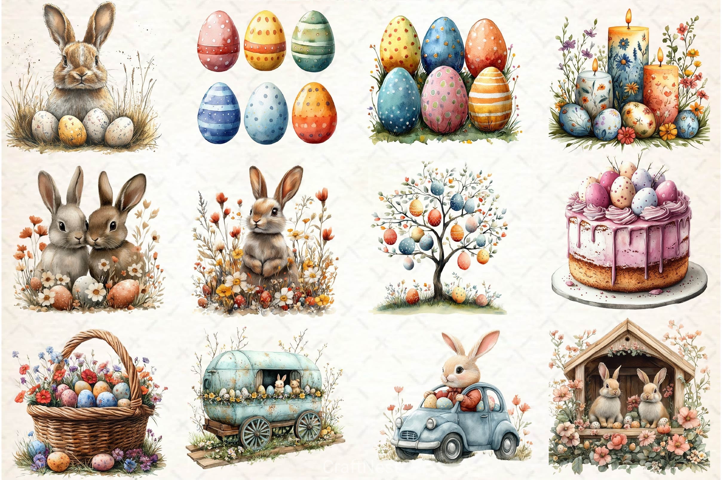 Vintage 1950 Easter Clipart Bundle 2