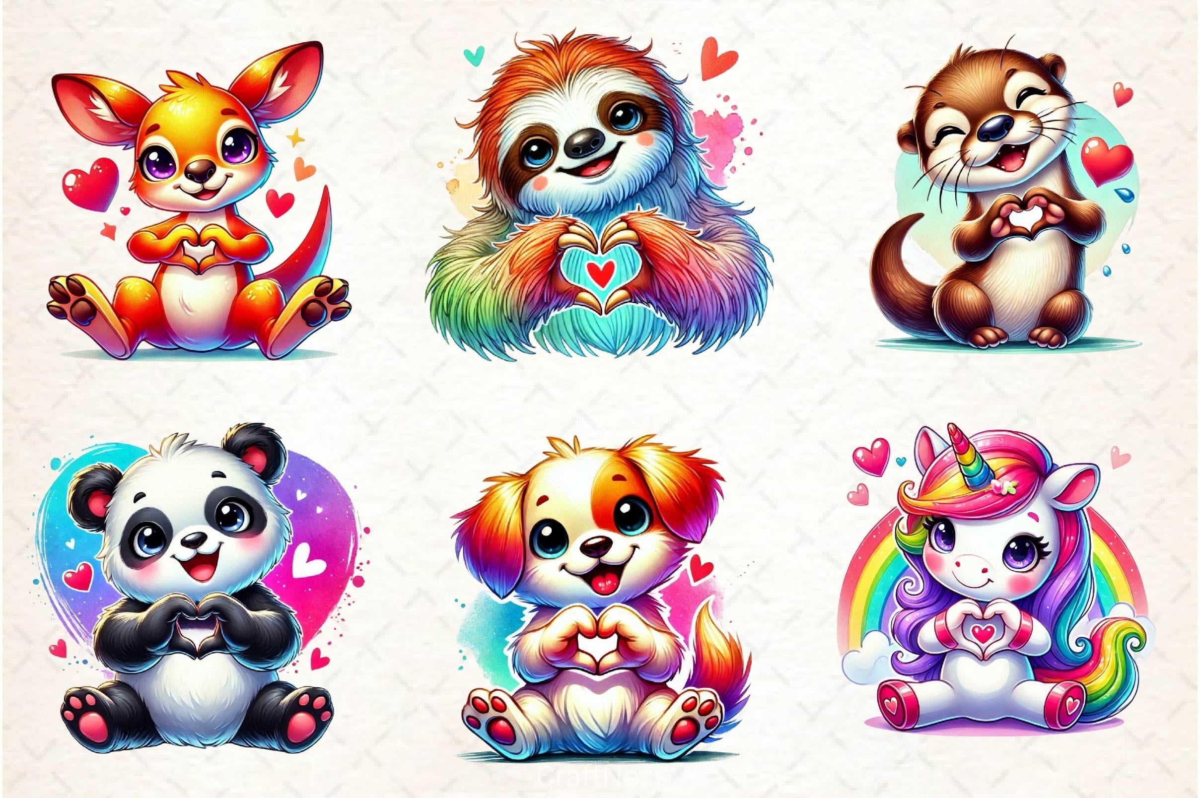 Valentine's Day Animals Clipart Bundle 3