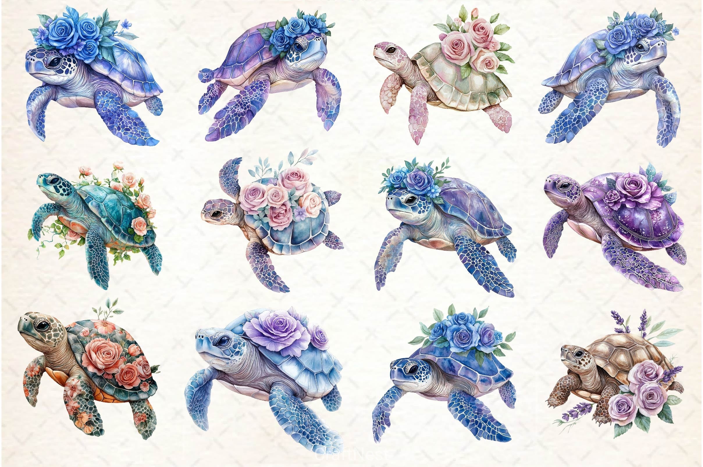 Beautiful Sea Turtles Clipart Bundle 2