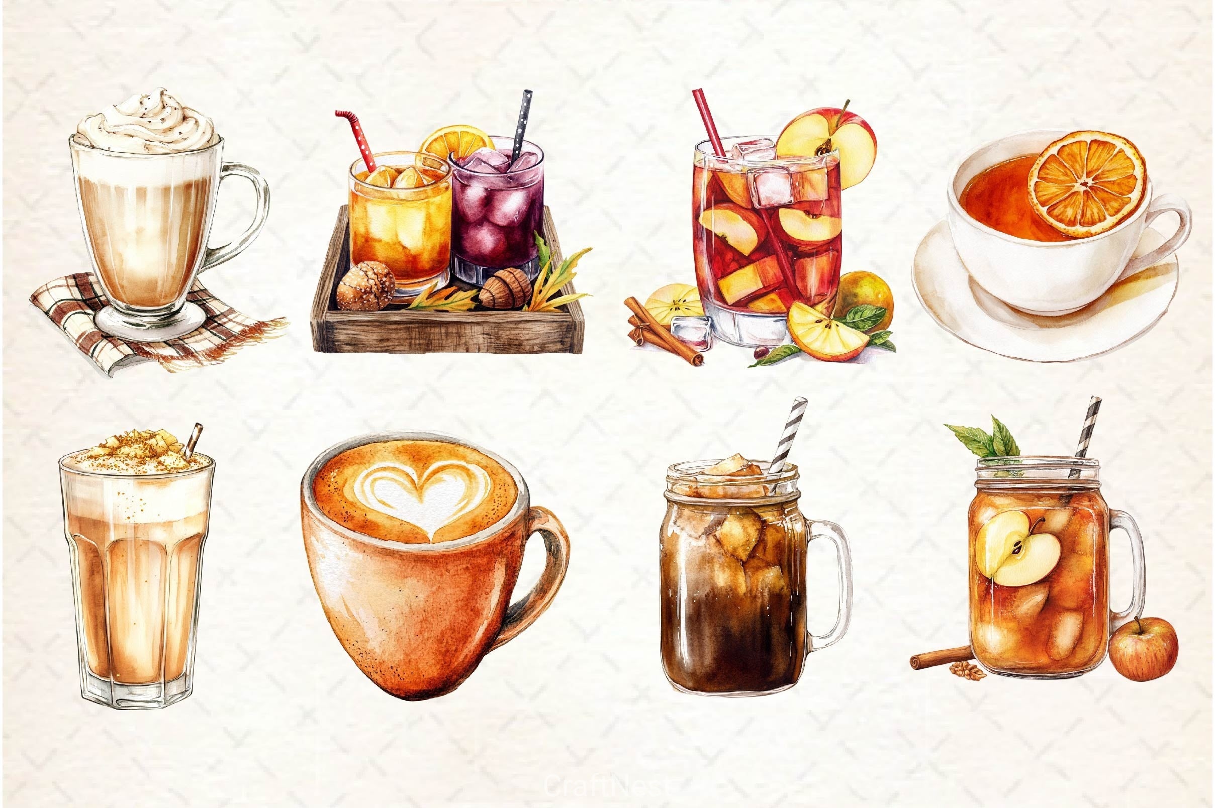 Fall Drinks Clipart Bundle 3