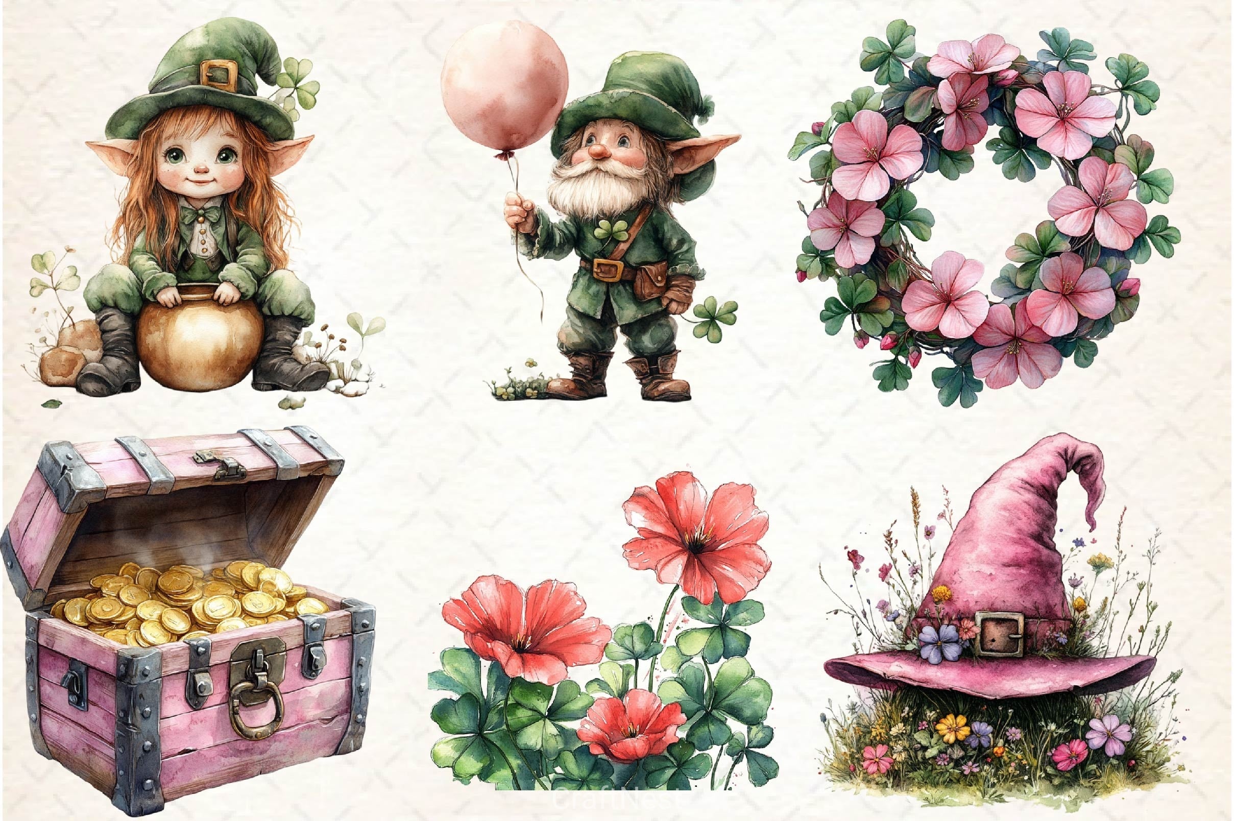 Pink Patricks Day Clipart Bundle
