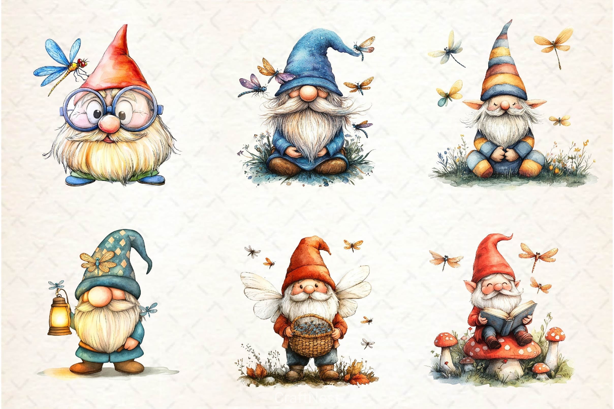 Dragonfly Gnome Clipart Bundle