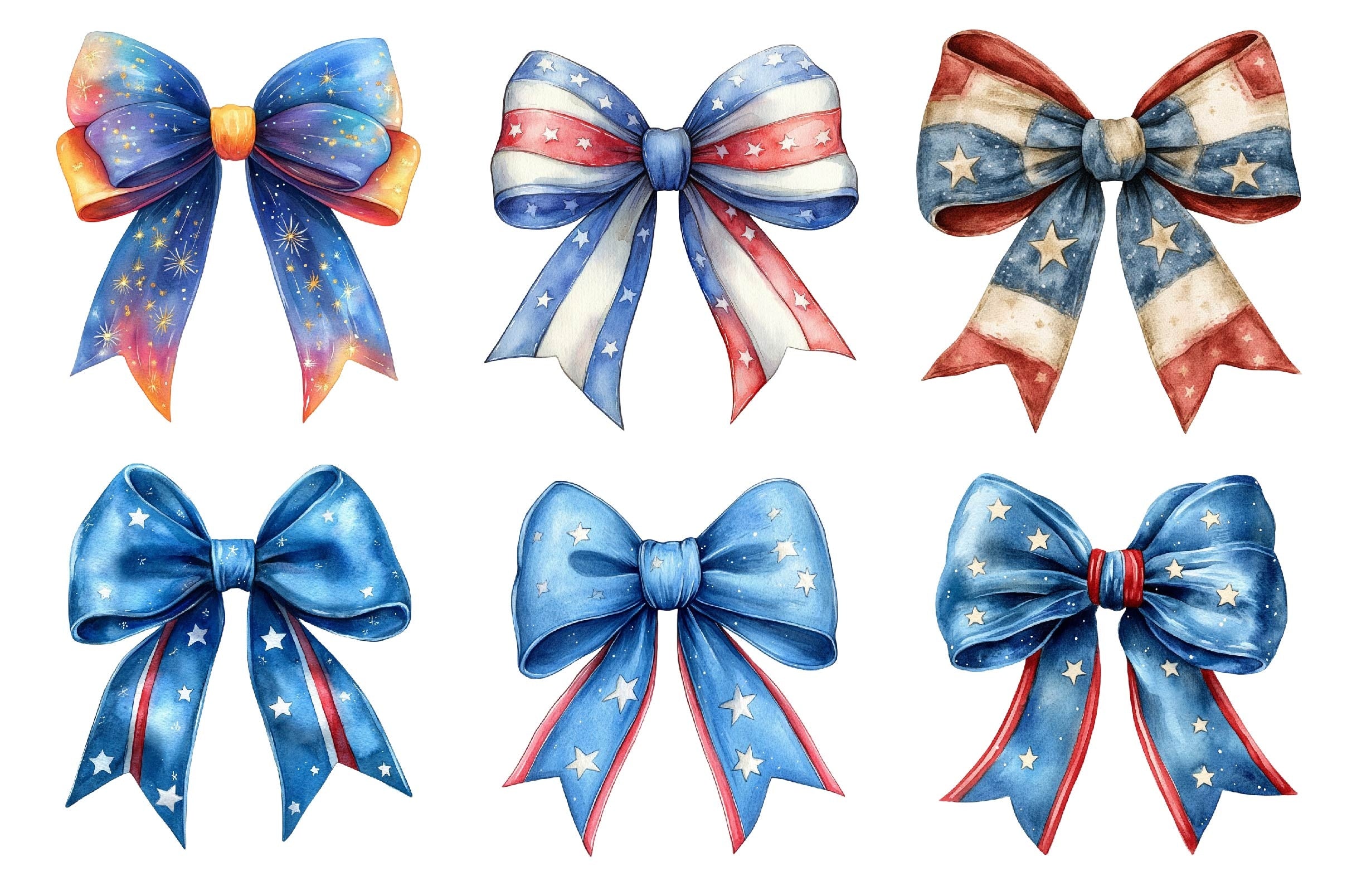 4th Of July Bow Clipart Bundle 2
