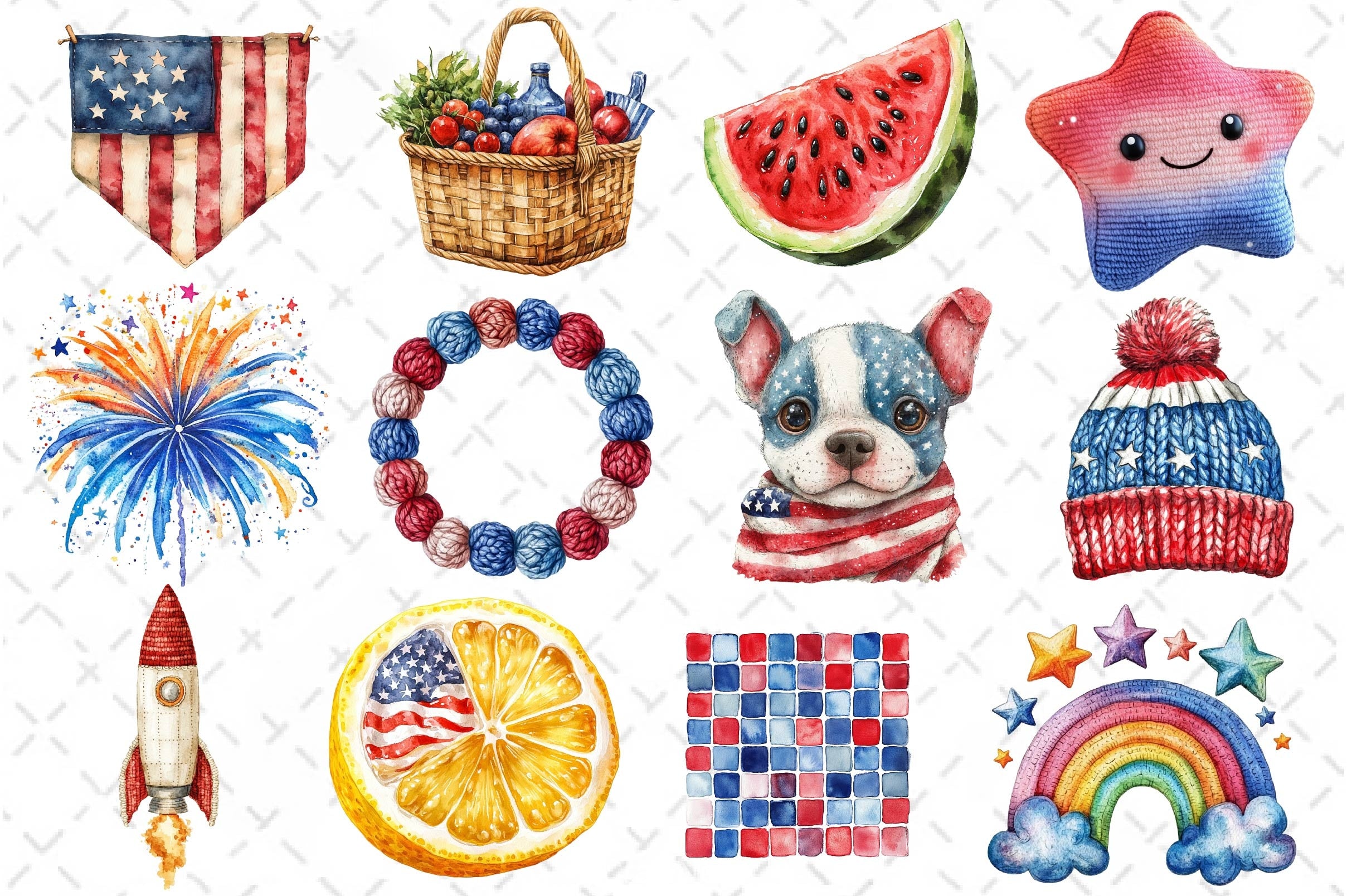 Crochet Independence Day Clipart Bundle