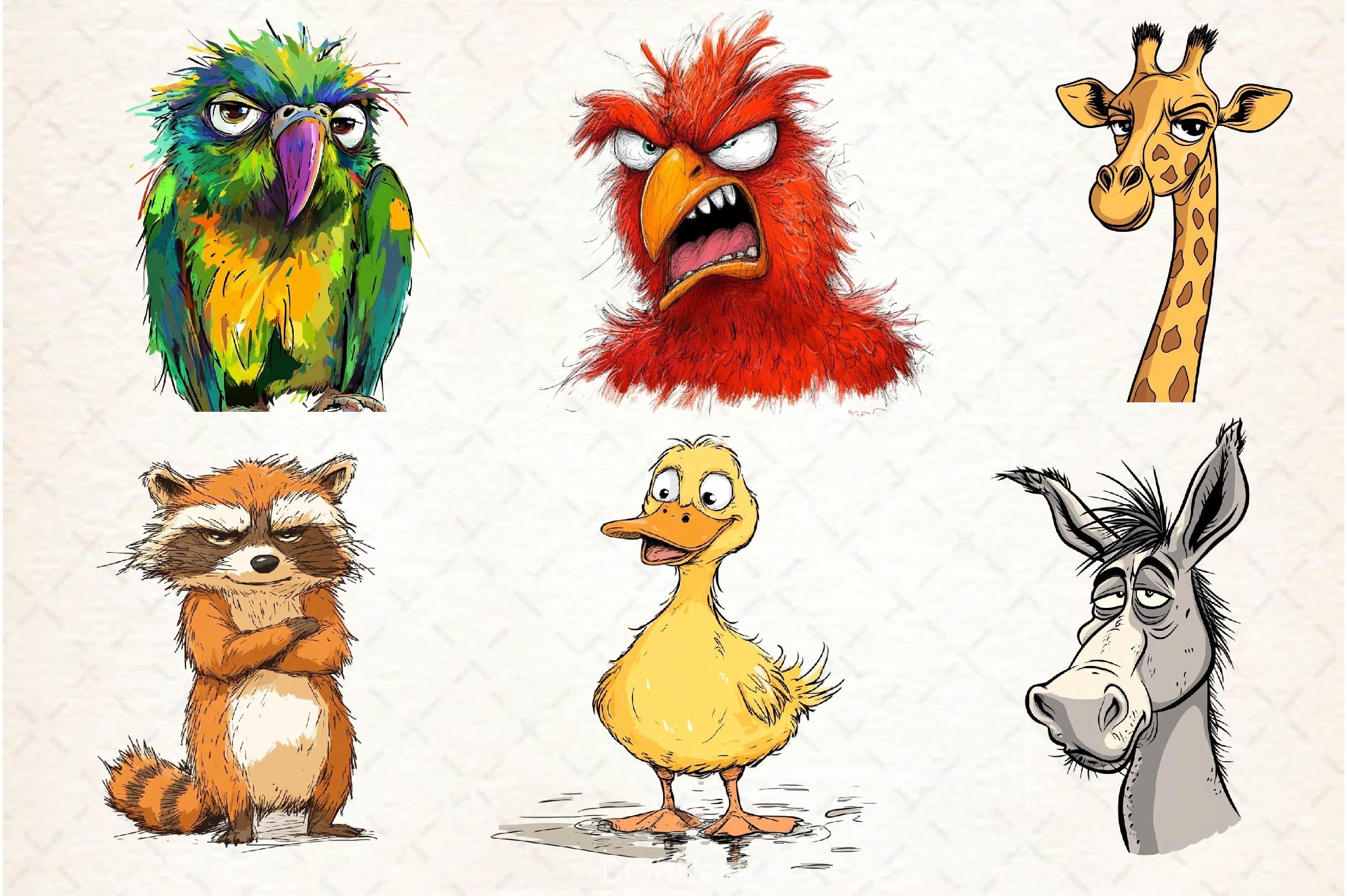 Funny Grumpy Animals Clipart Bundle 4