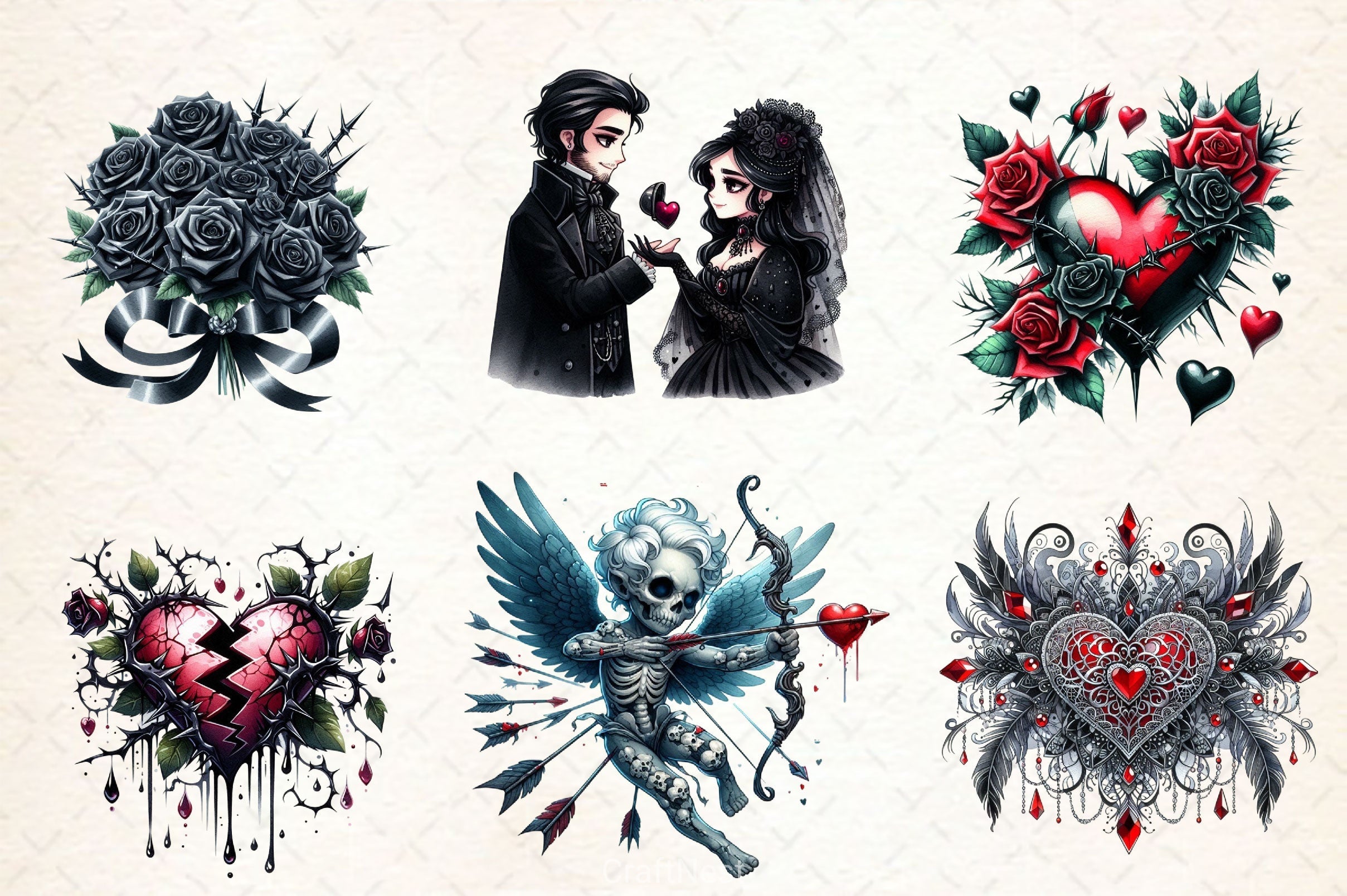 Gothic Valentine's Day Clipart Bundle 4