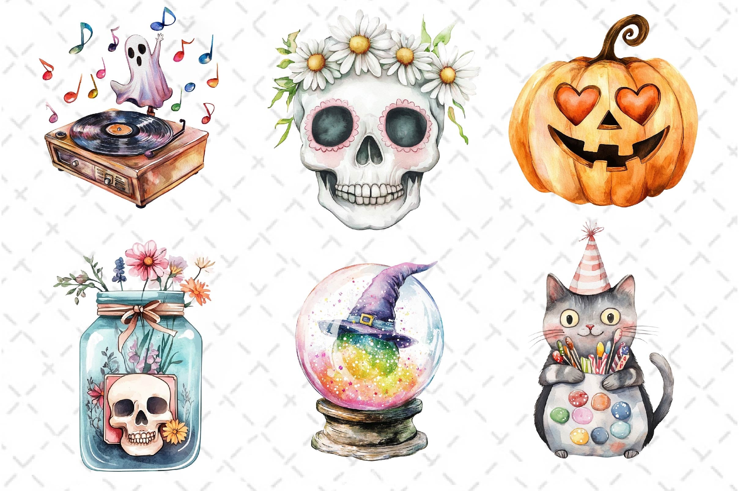 Cute Retro Halloween Clipart Bundle 2