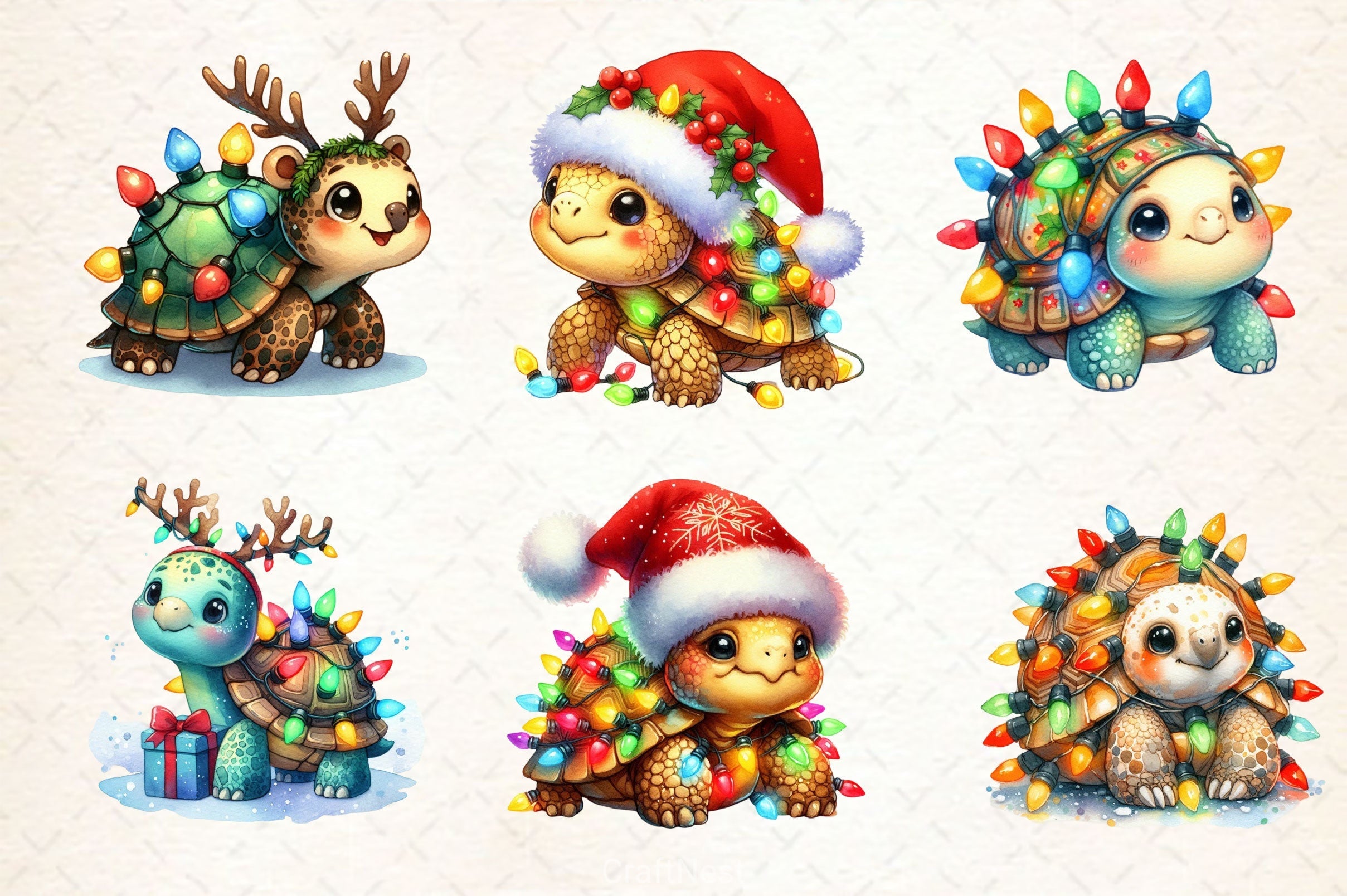 Christmas Turtle Clipart Bundle