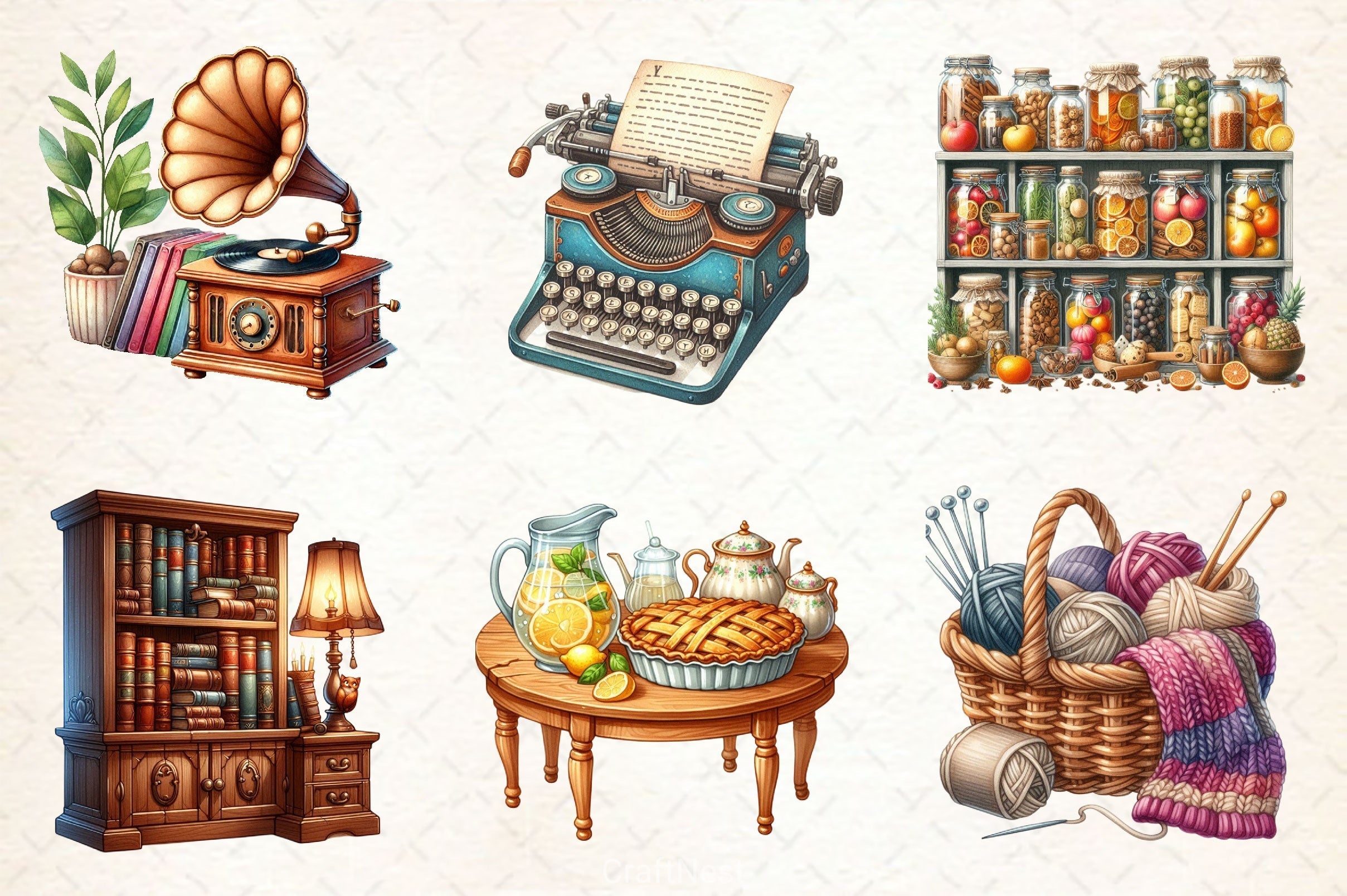 Vintage Cozy Home Life Clipart Bundle 2