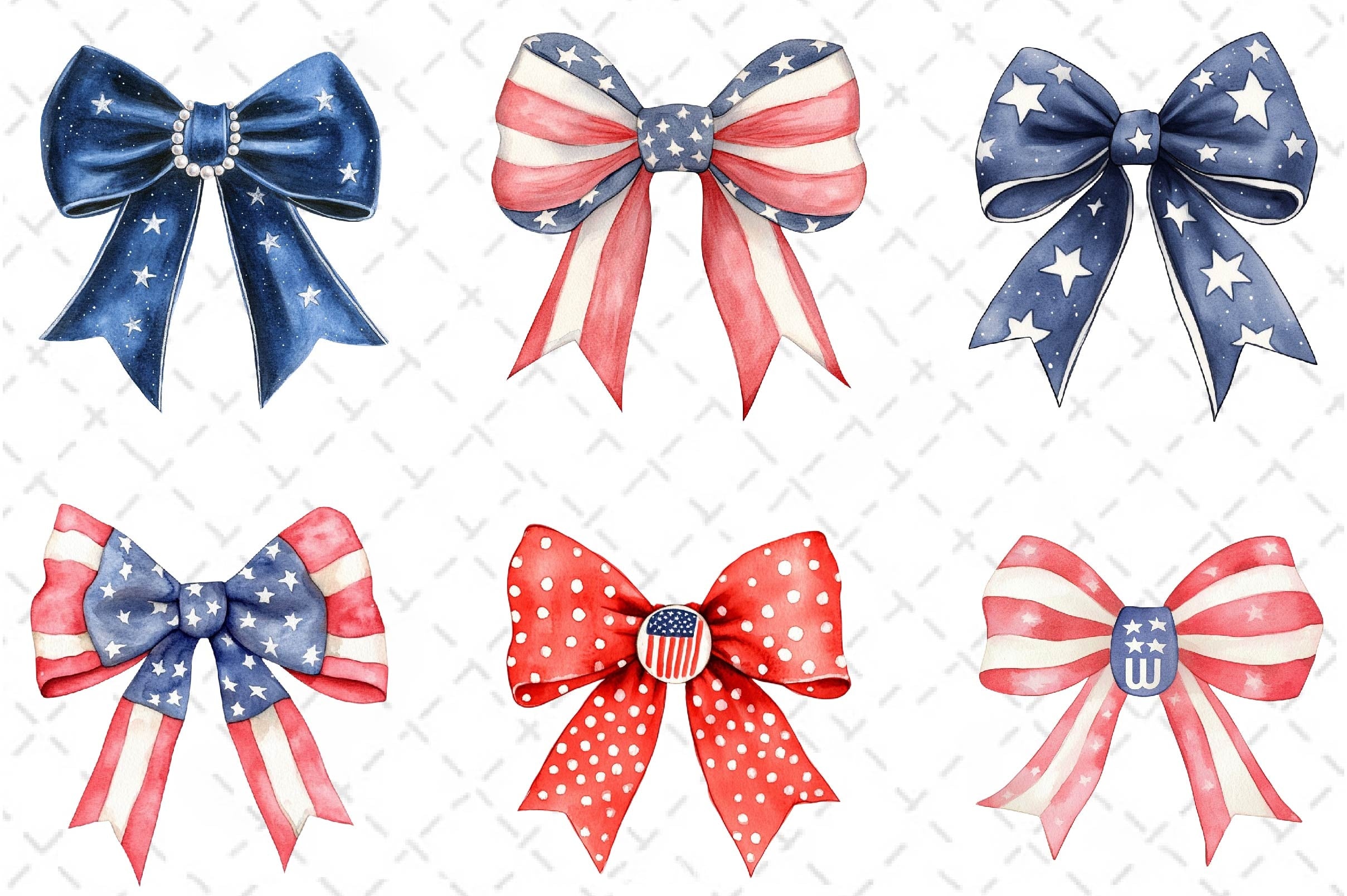 USA Coquette Bow Clipart Bundle