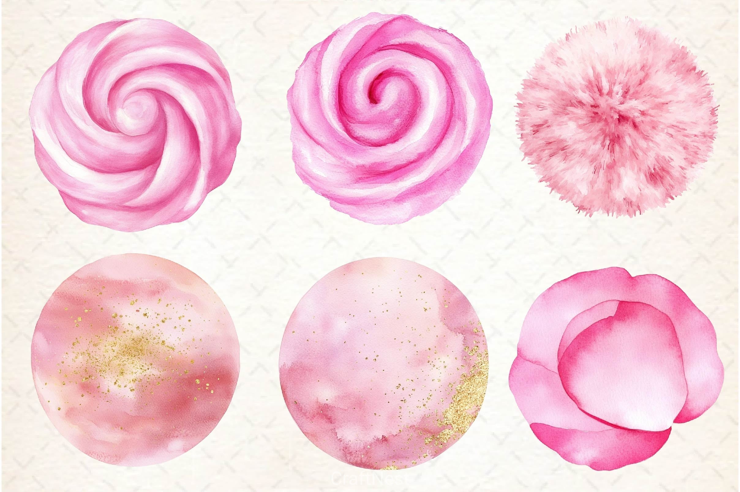 Soft Girly Round Shapes Clipart Bundle 2