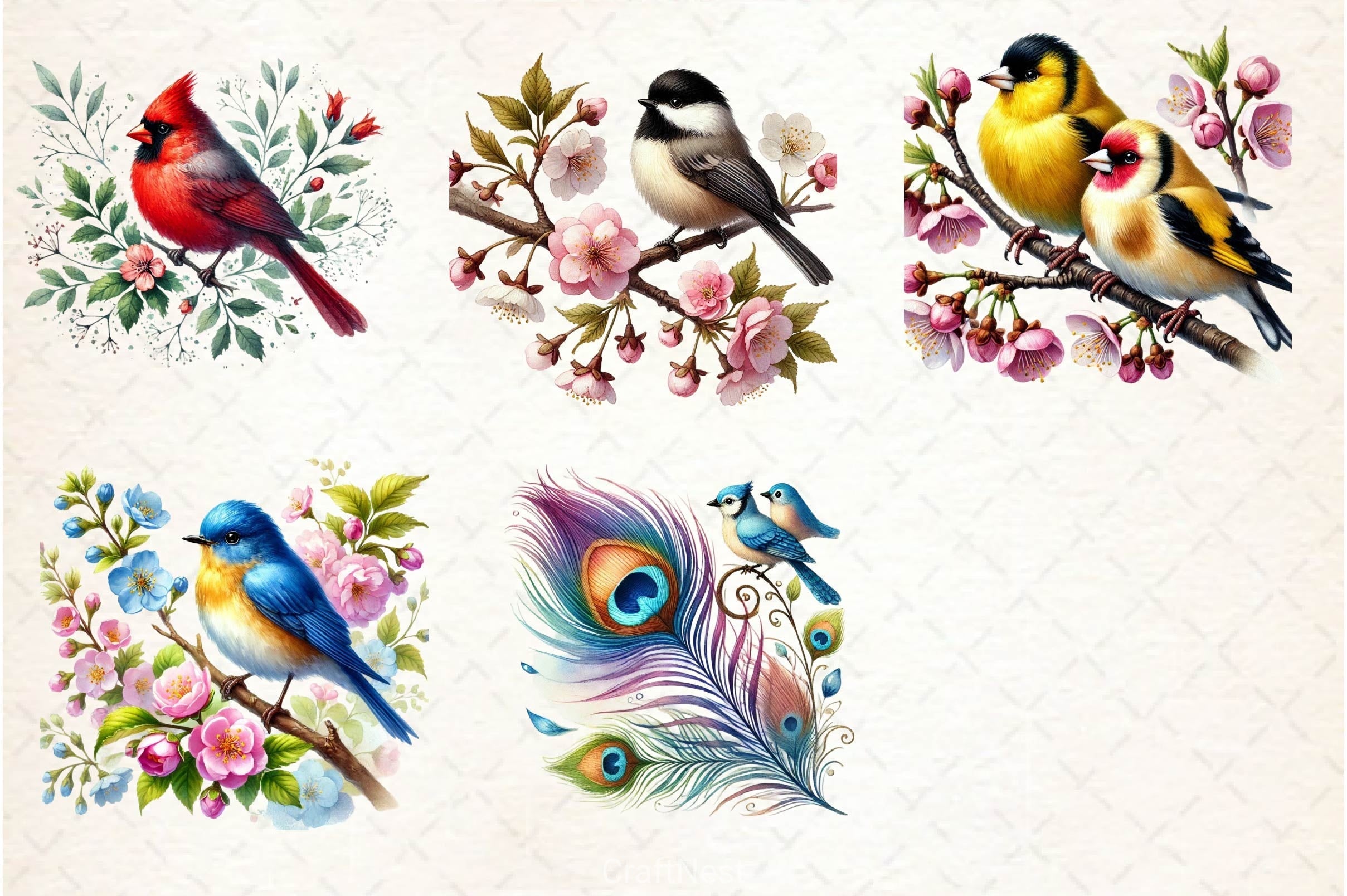 Spring Birds Clipart Bundle 3