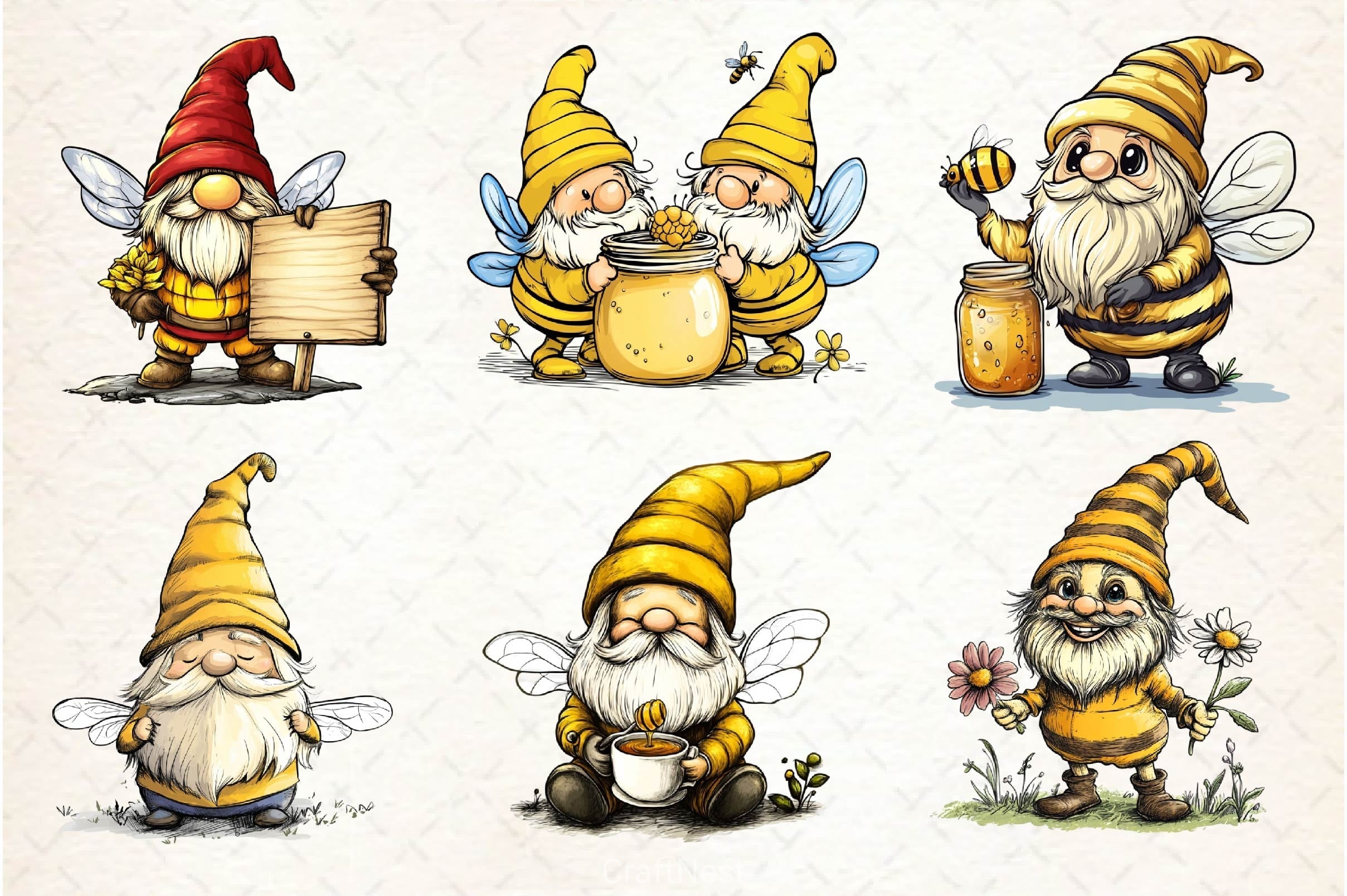 Bee Gnome Clipart Bundle 5