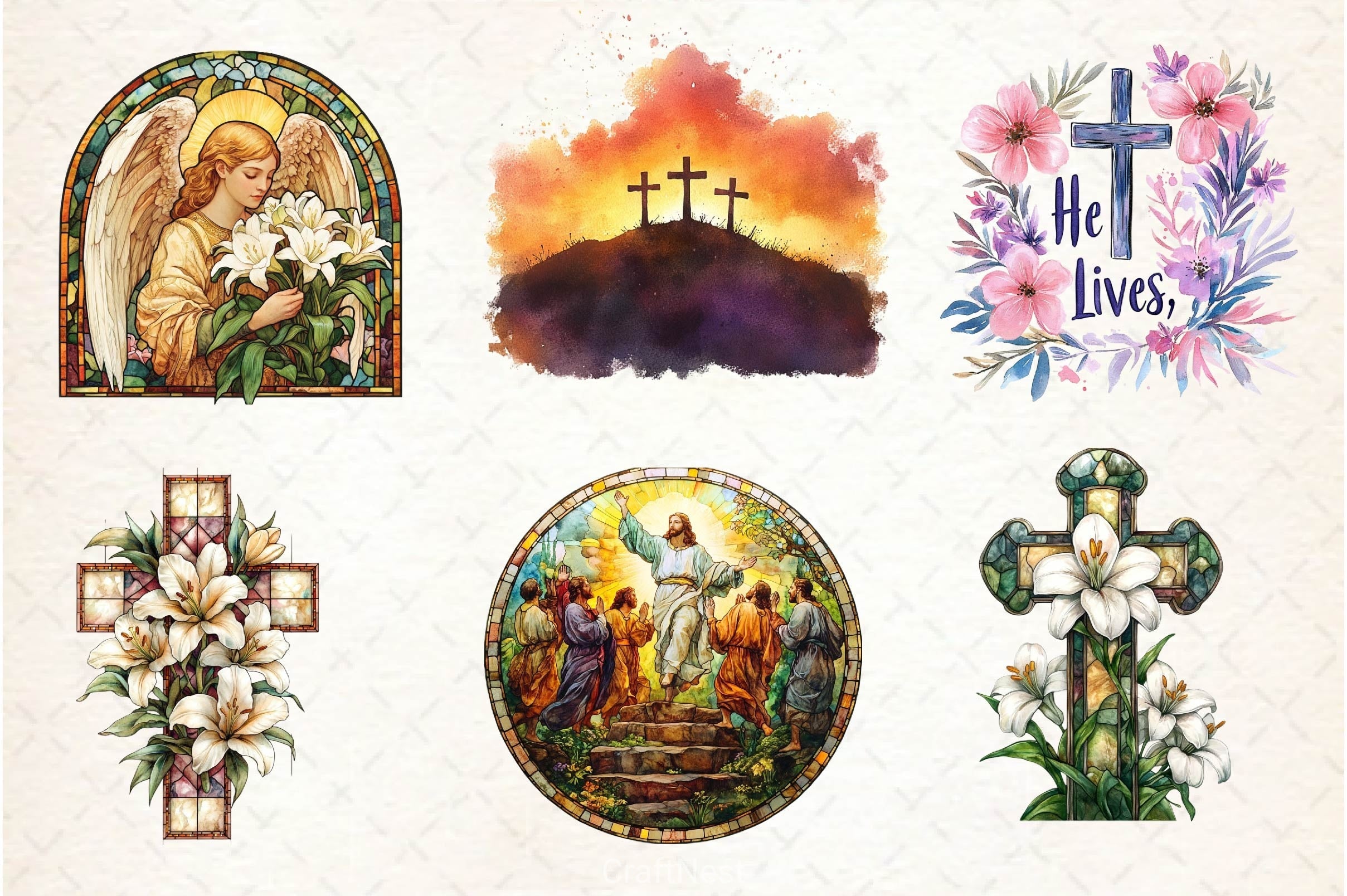 Antique Religious Easter Clipart Bundle 4