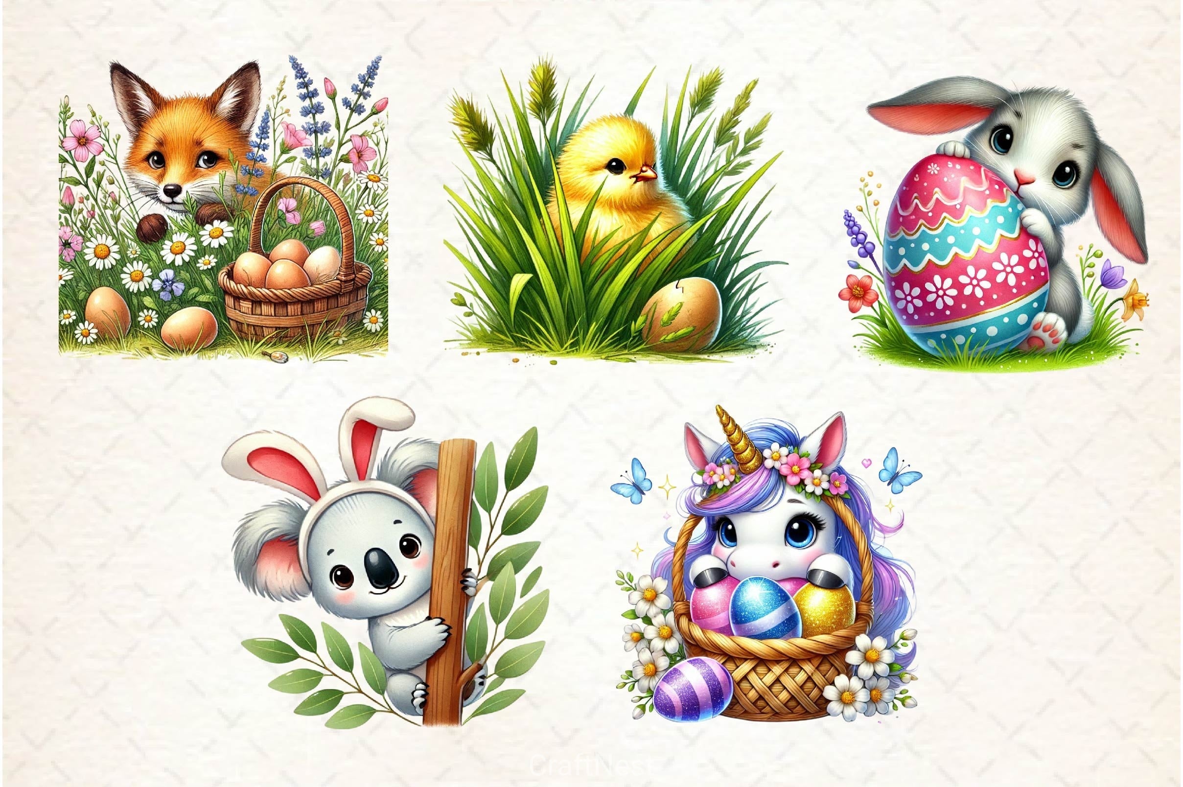 Peeking Easter Animal Clipart Bundle 2