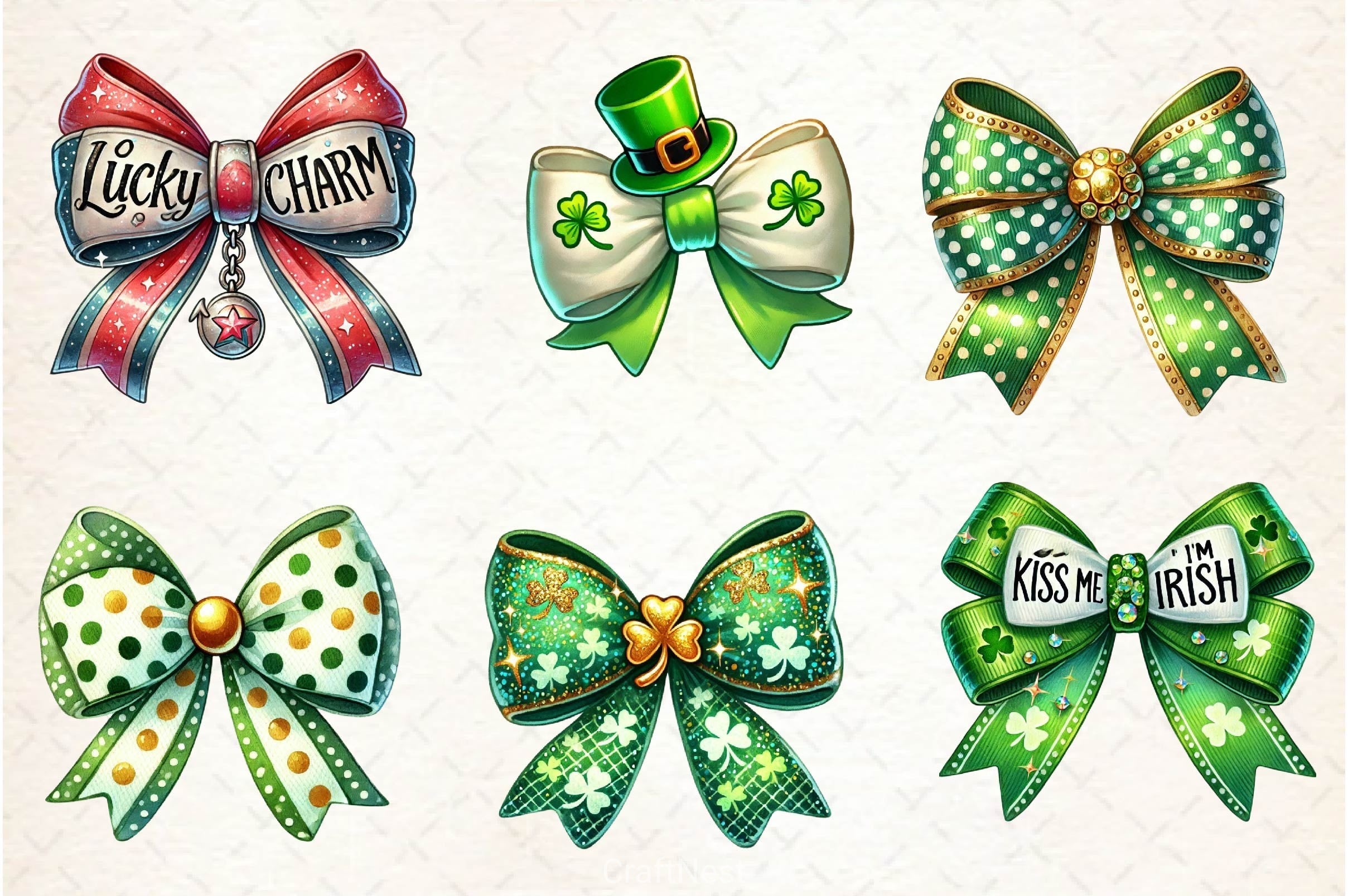 St Patricks Day Bow Clipart Bundle 3