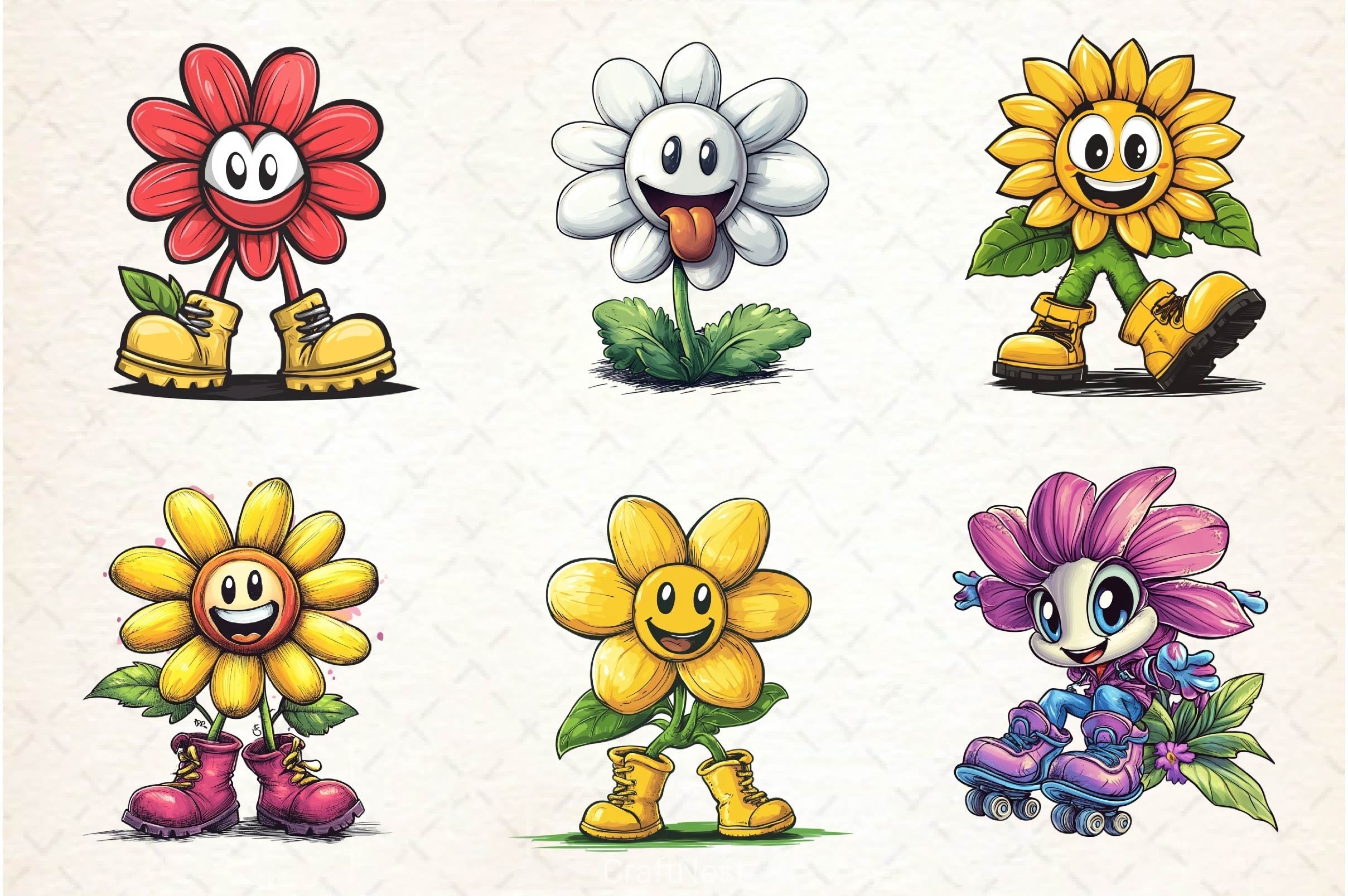 Flowers Mascot Clipart Bundle 2