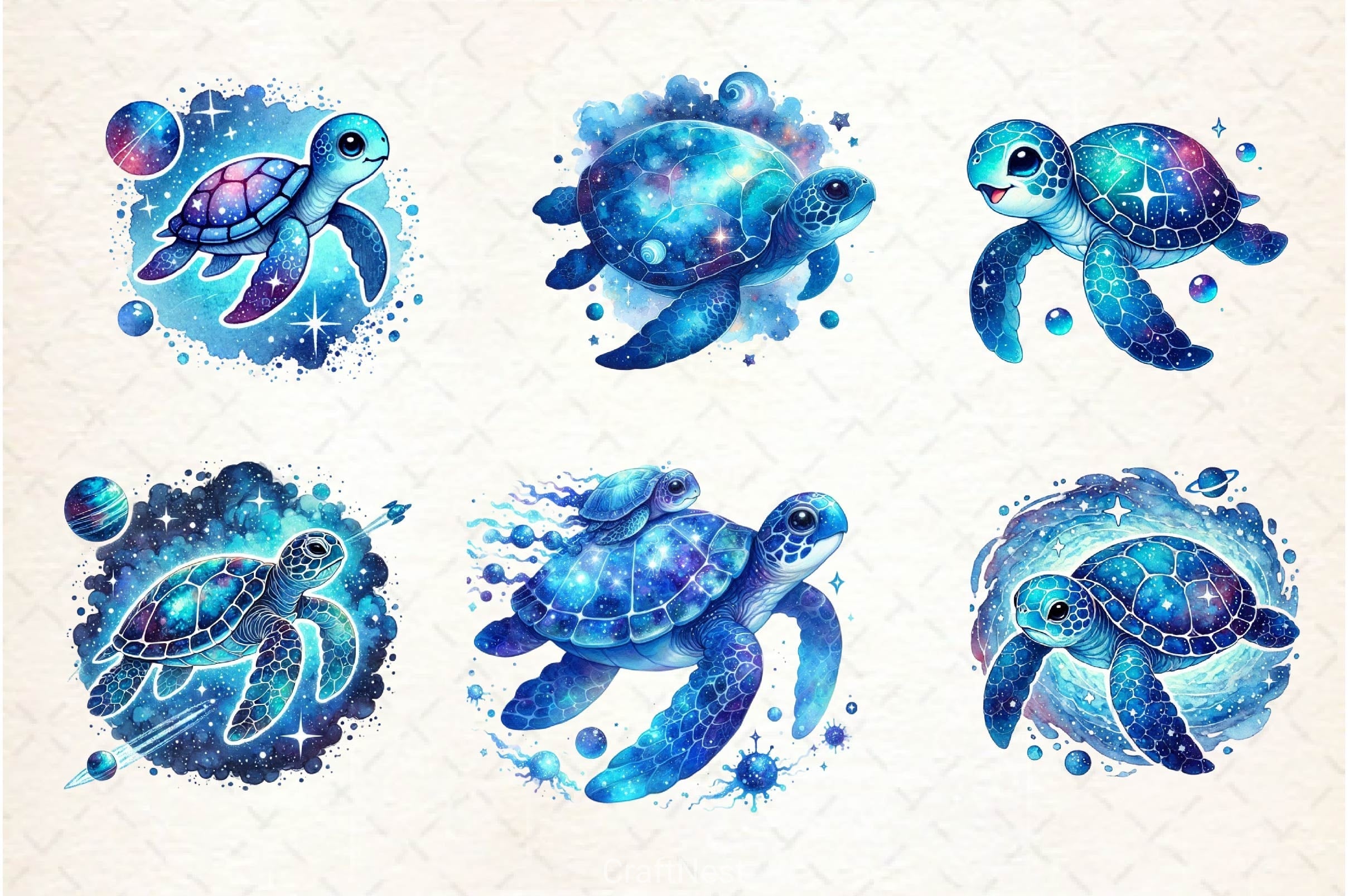 Celestial Turtles Clipart Bundle