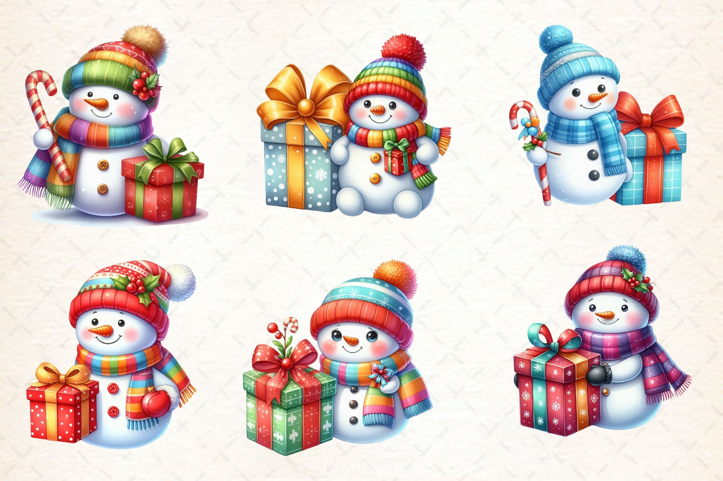 Christmas Cute Snowman Clipart Bundle 6