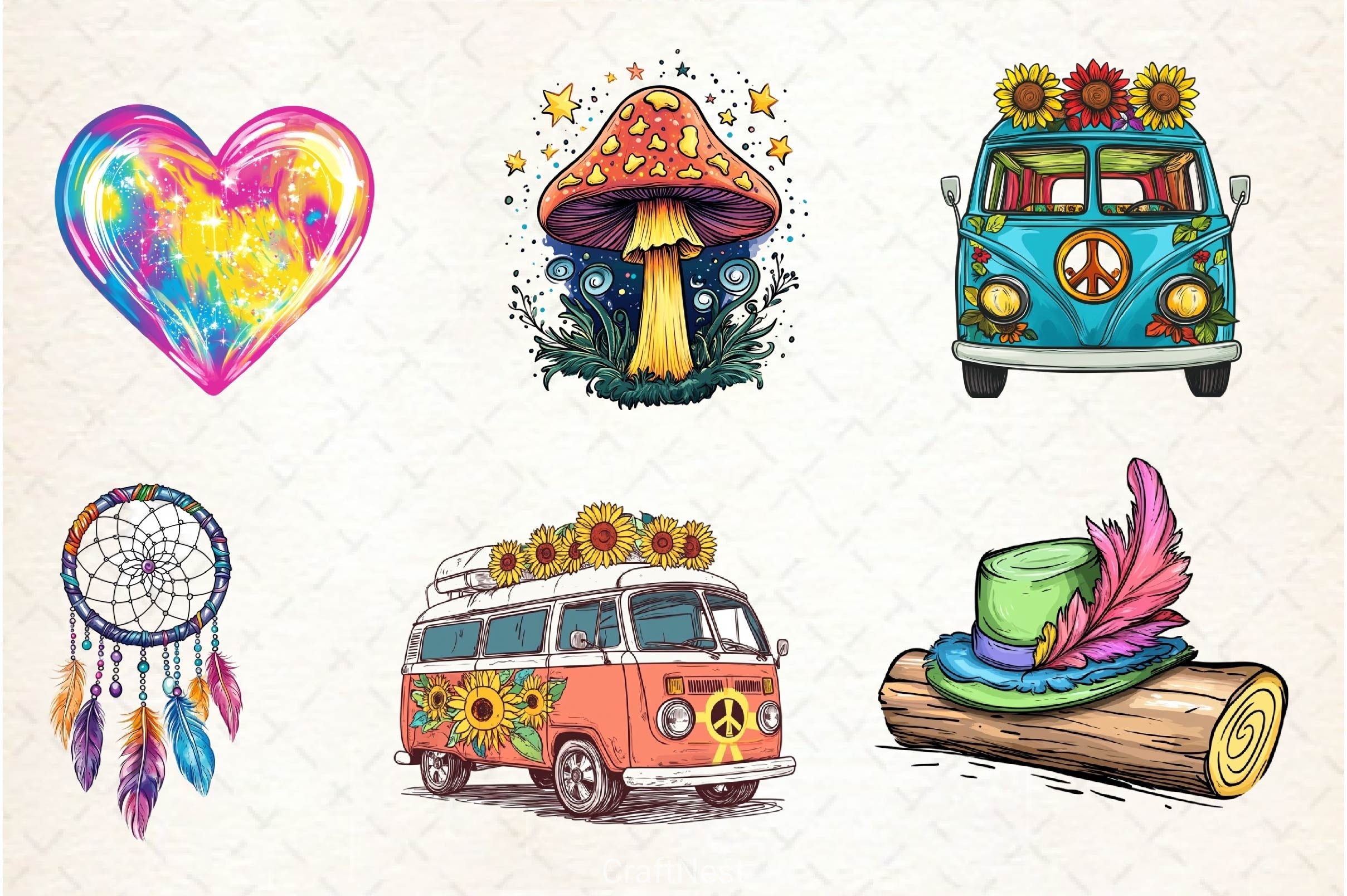 Hippie Summer Clipart Bundle 2