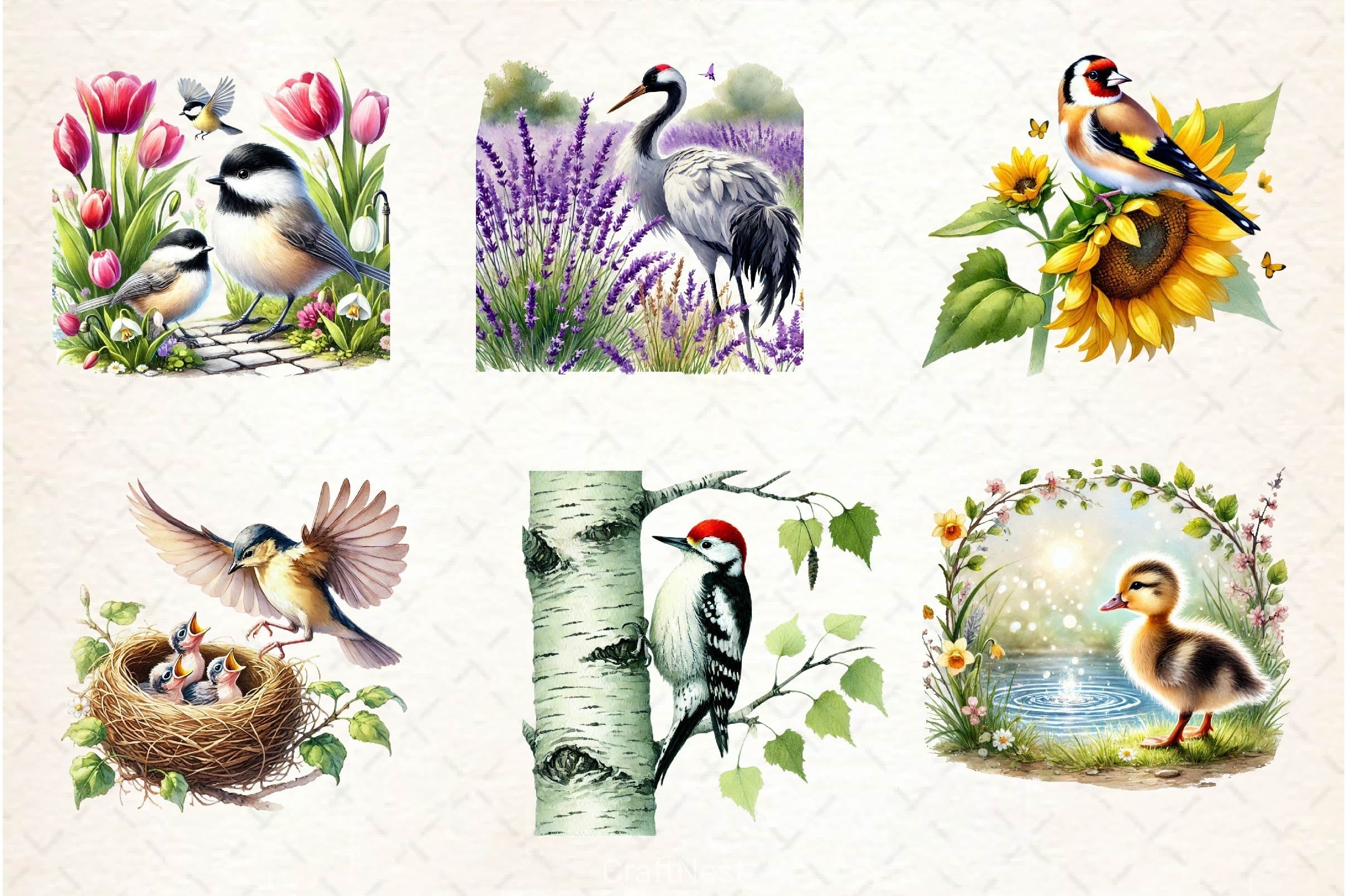 Spring Birds Clipart Bundle 4