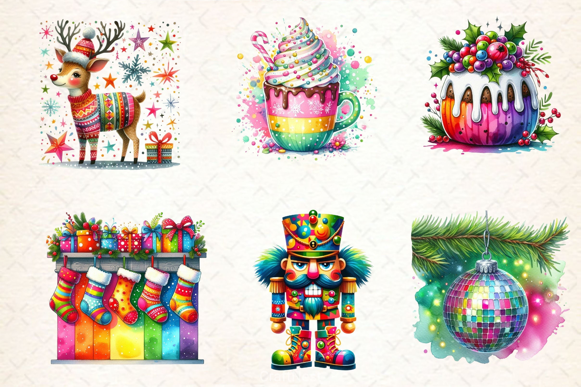 Funky Christmas Clipart Bundle 2