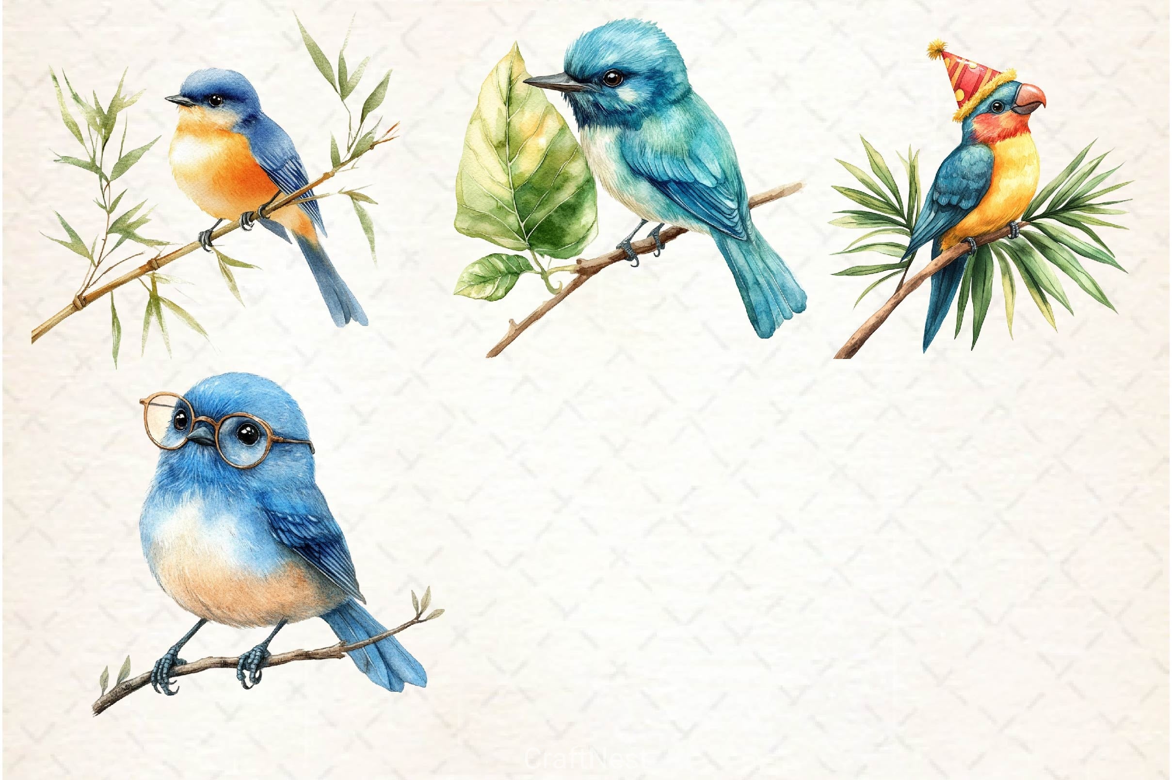Cute Funny Birds Clipart Bundle
