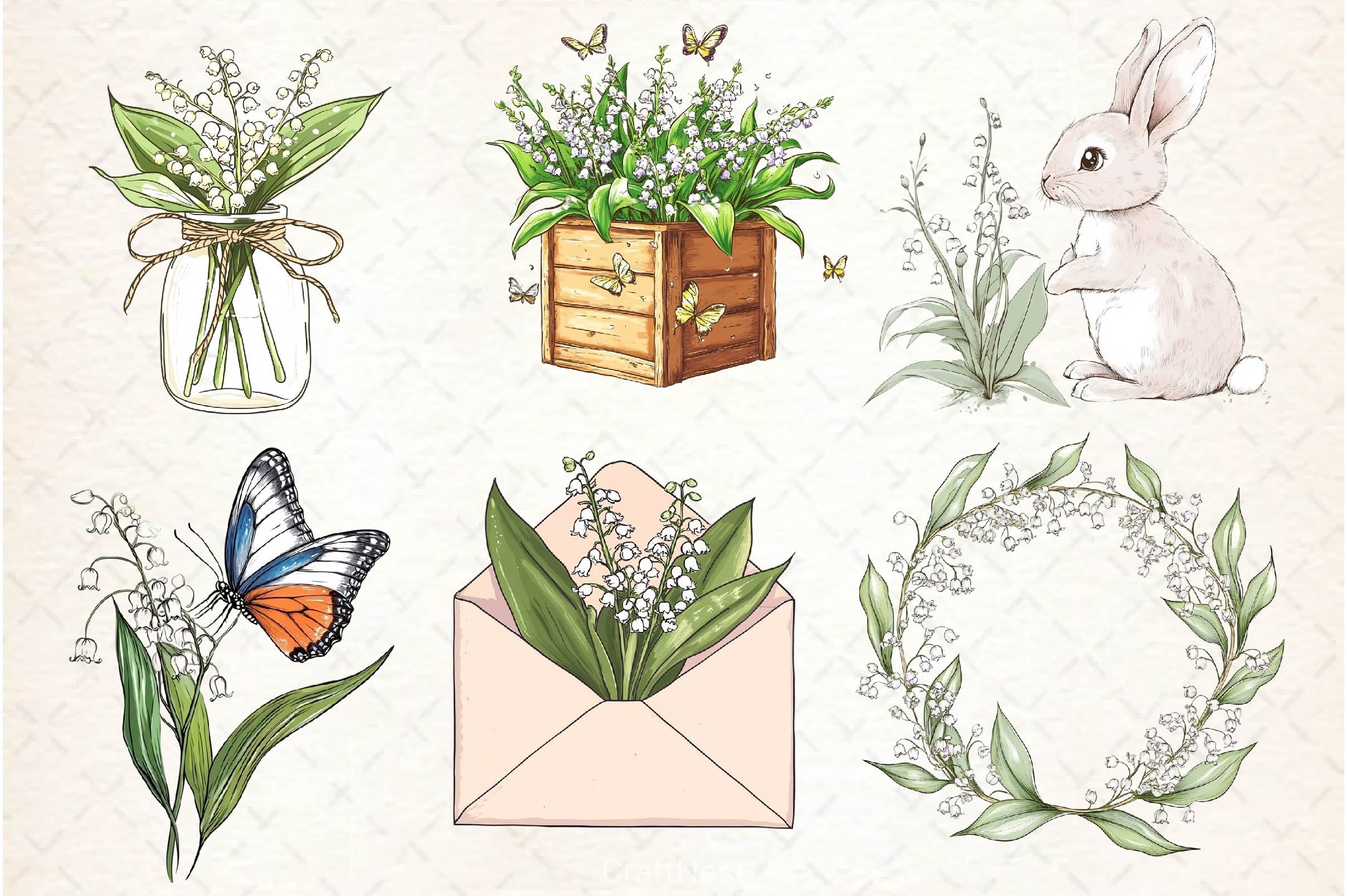 Lily Of The Valley Spring Clipart Bundle 2