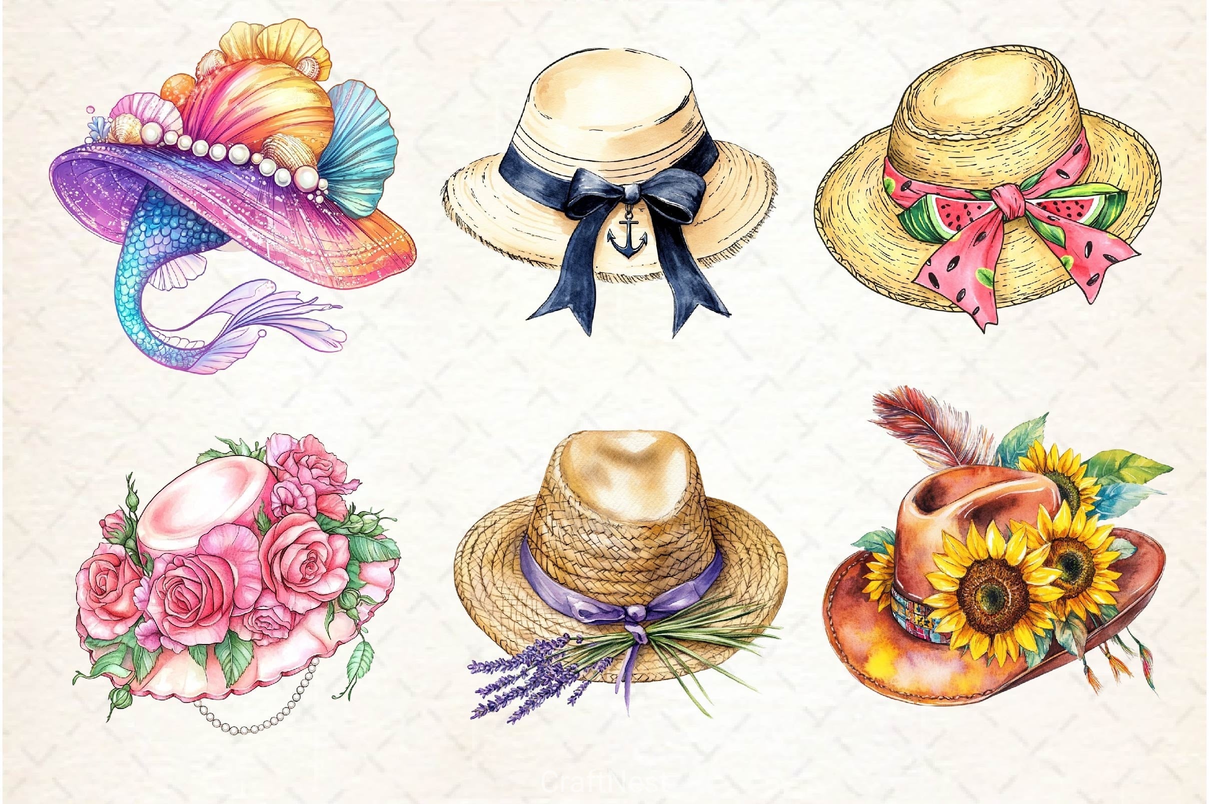 Summer Hat Clipart Bundle 2