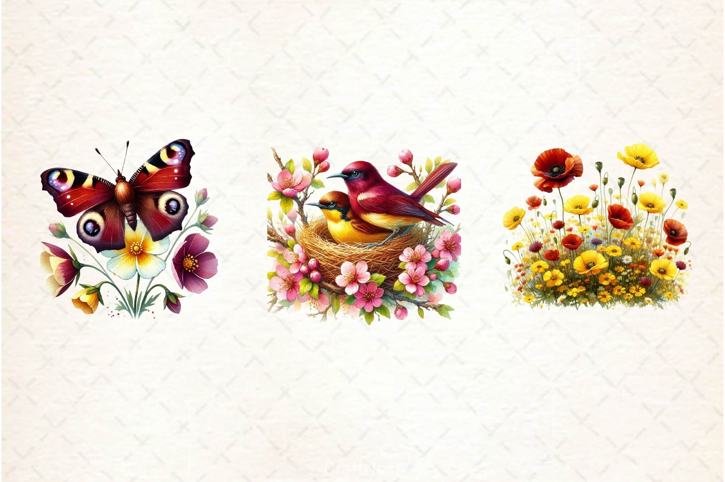 Burgundy Spring Clipart Bundle 2