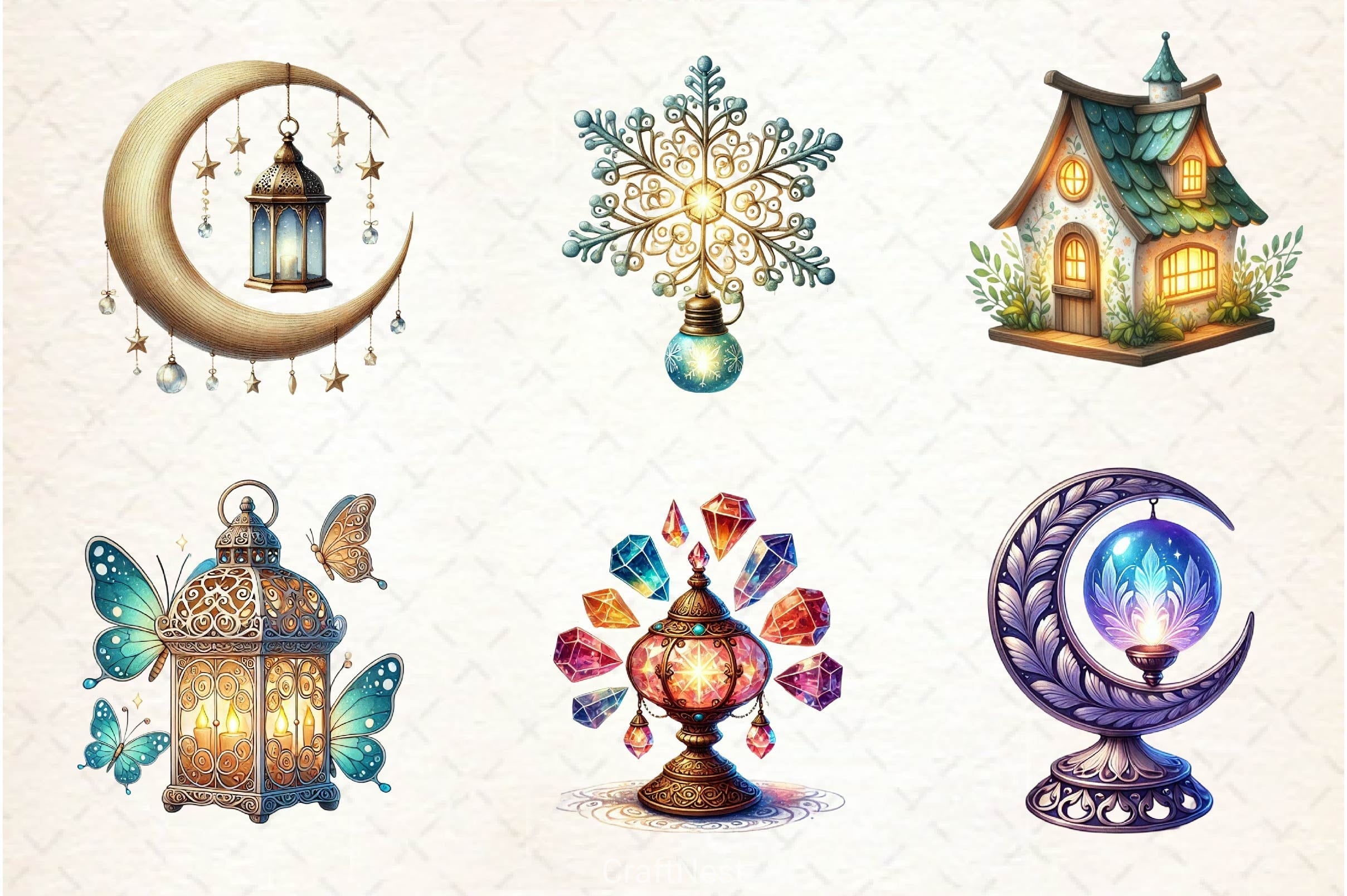 Fairy Lamps Clipart Bundle