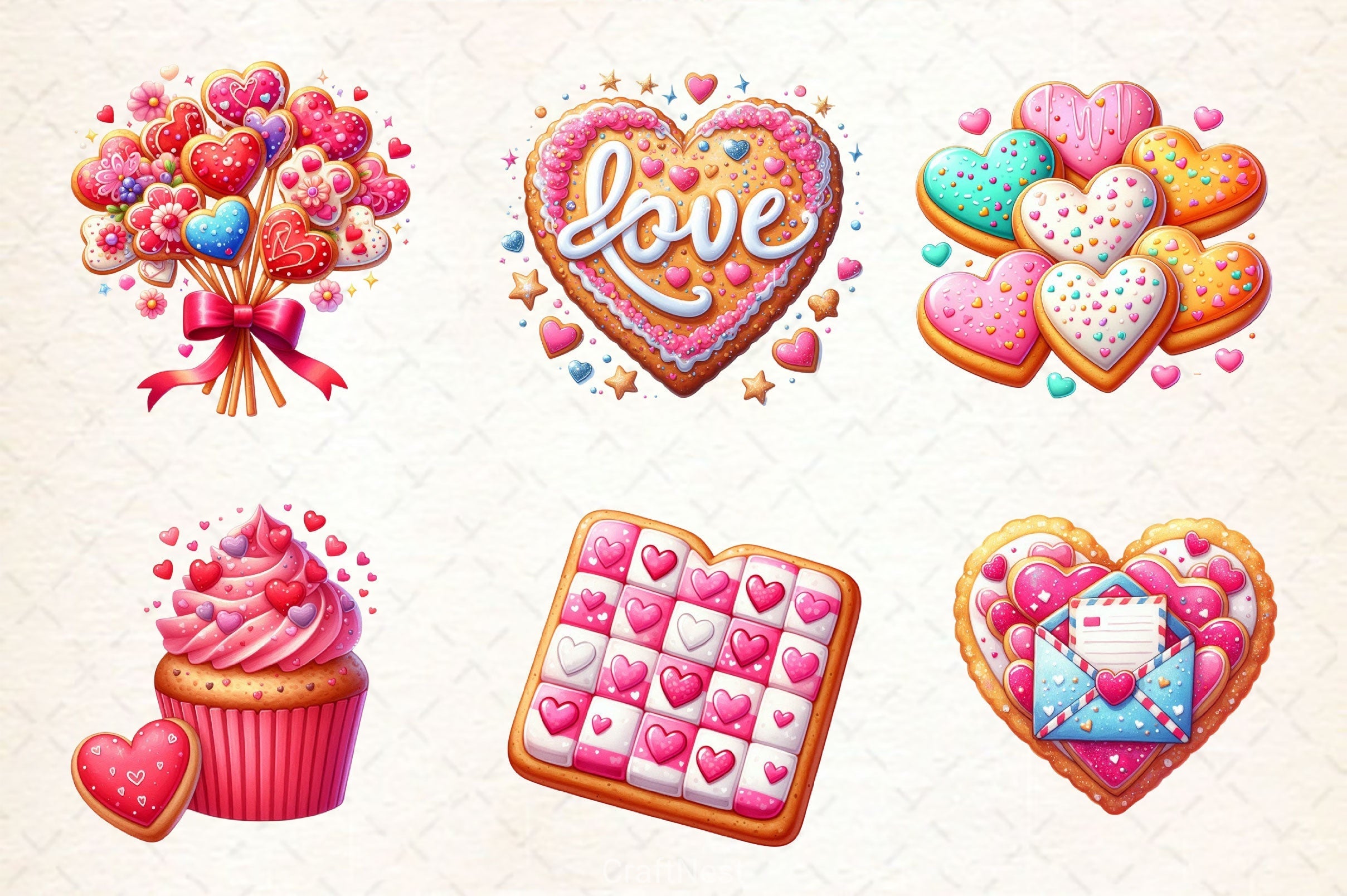 Valentine Cookies Clipart Bundle 2
