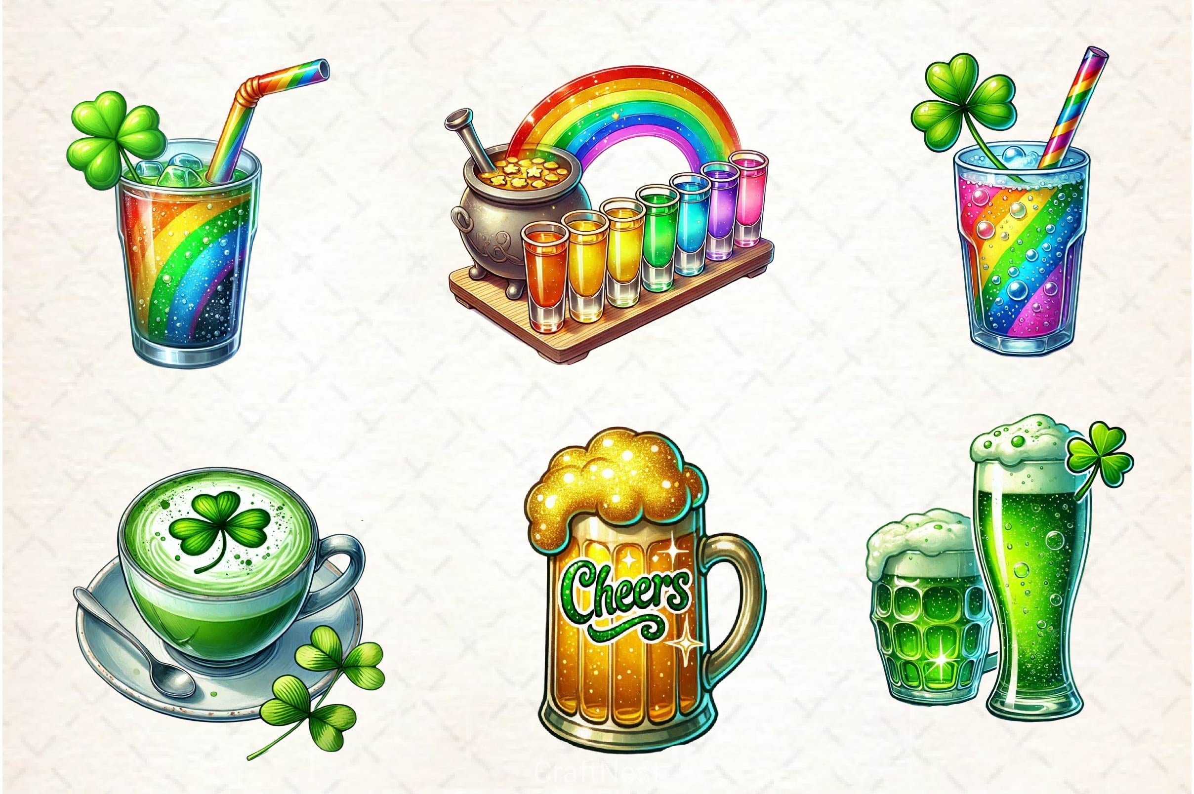 St Patricks Day Drinks Clipart Bundle 4